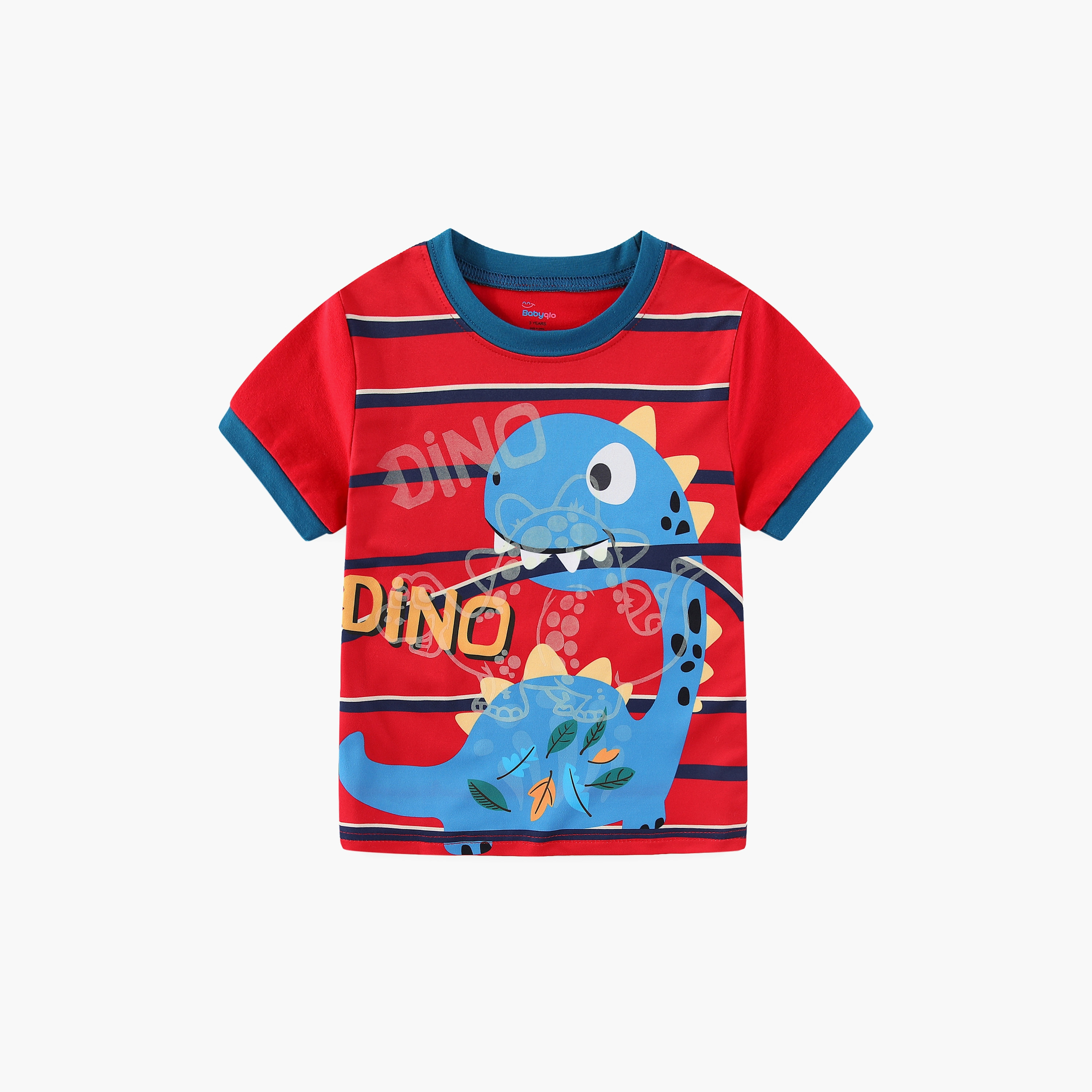 Babyqlo Blue Dino’s Leafy Jungle Trek Printed Glow-in-the-Dark T-Shirt with Joggers-boys-clothing-nightwear-image-5