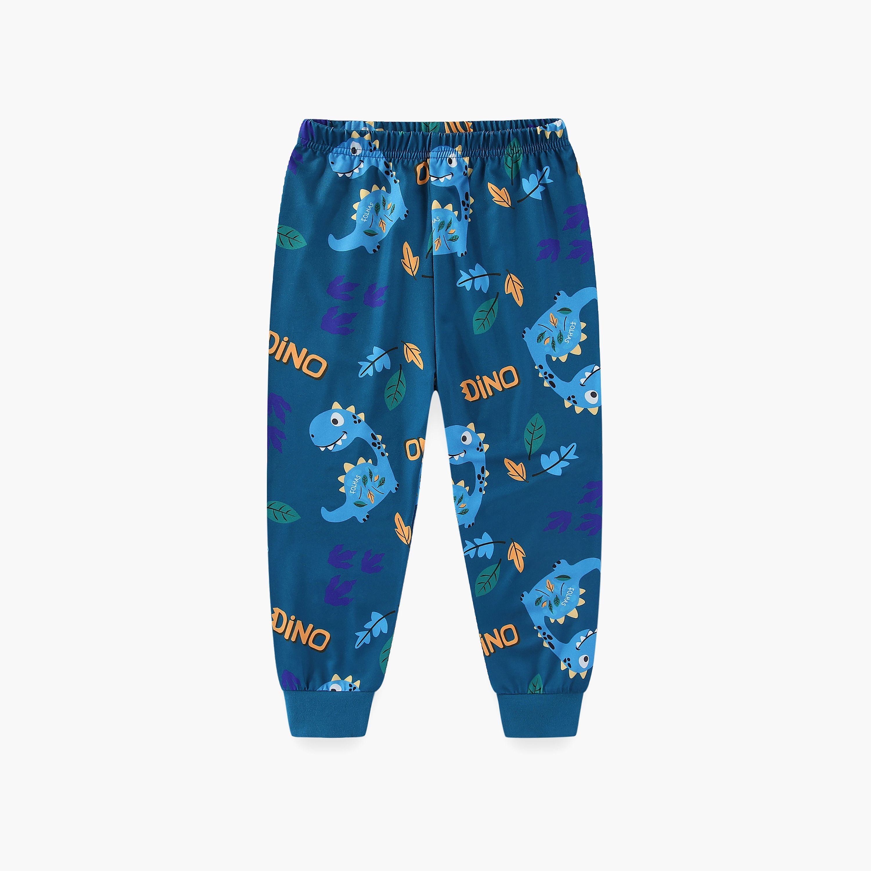تي شيرت بطبعة ديناصور أزرق ليفي جانجل تريك متوهجة في الظلام مع بنطال ركض من بيبيكلو-boys-clothing-nightwear-image-6