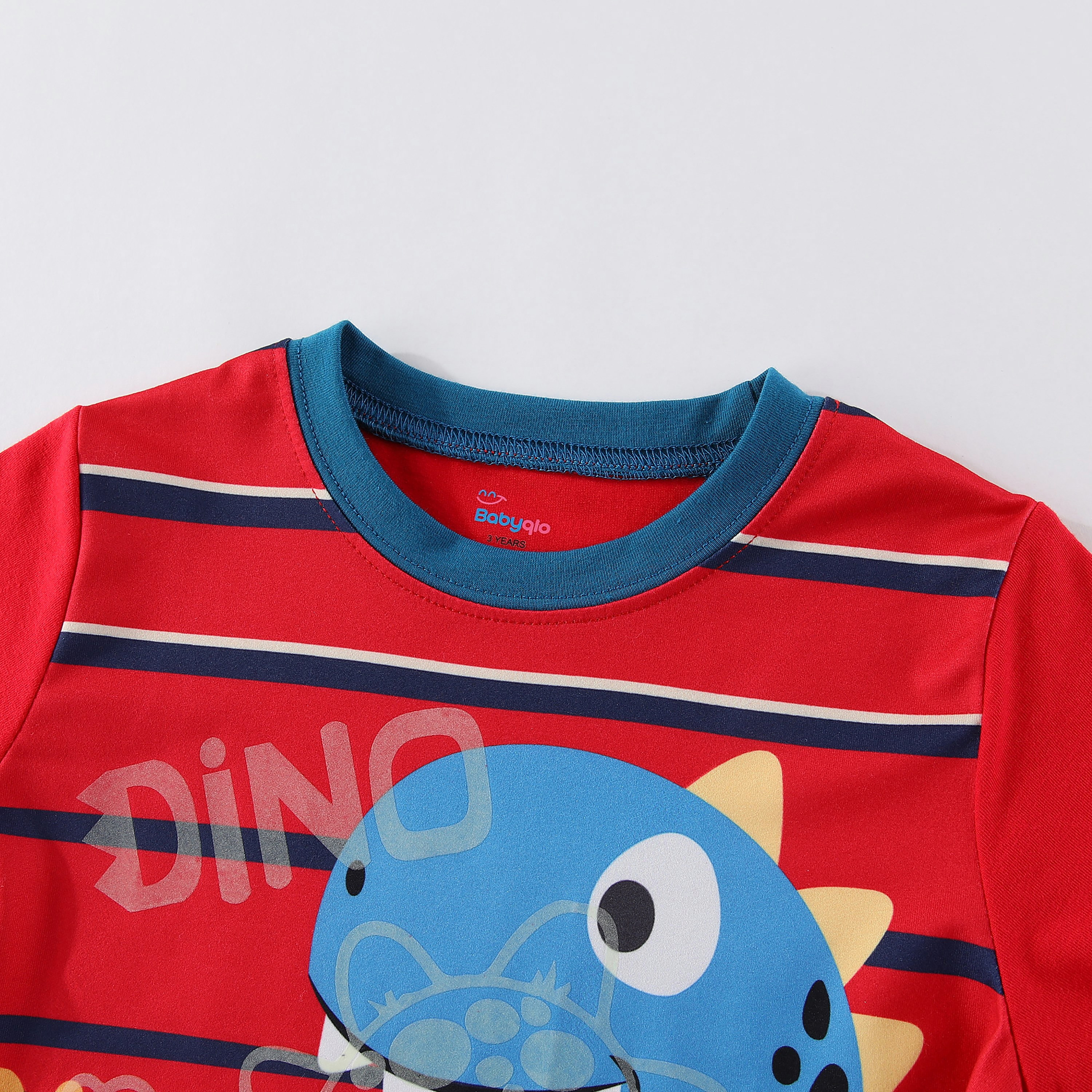 تي شيرت بطبعة ديناصور أزرق ليفي جانجل تريك متوهجة في الظلام مع بنطال ركض من بيبيكلو-boys-clothing-nightwear-image-7