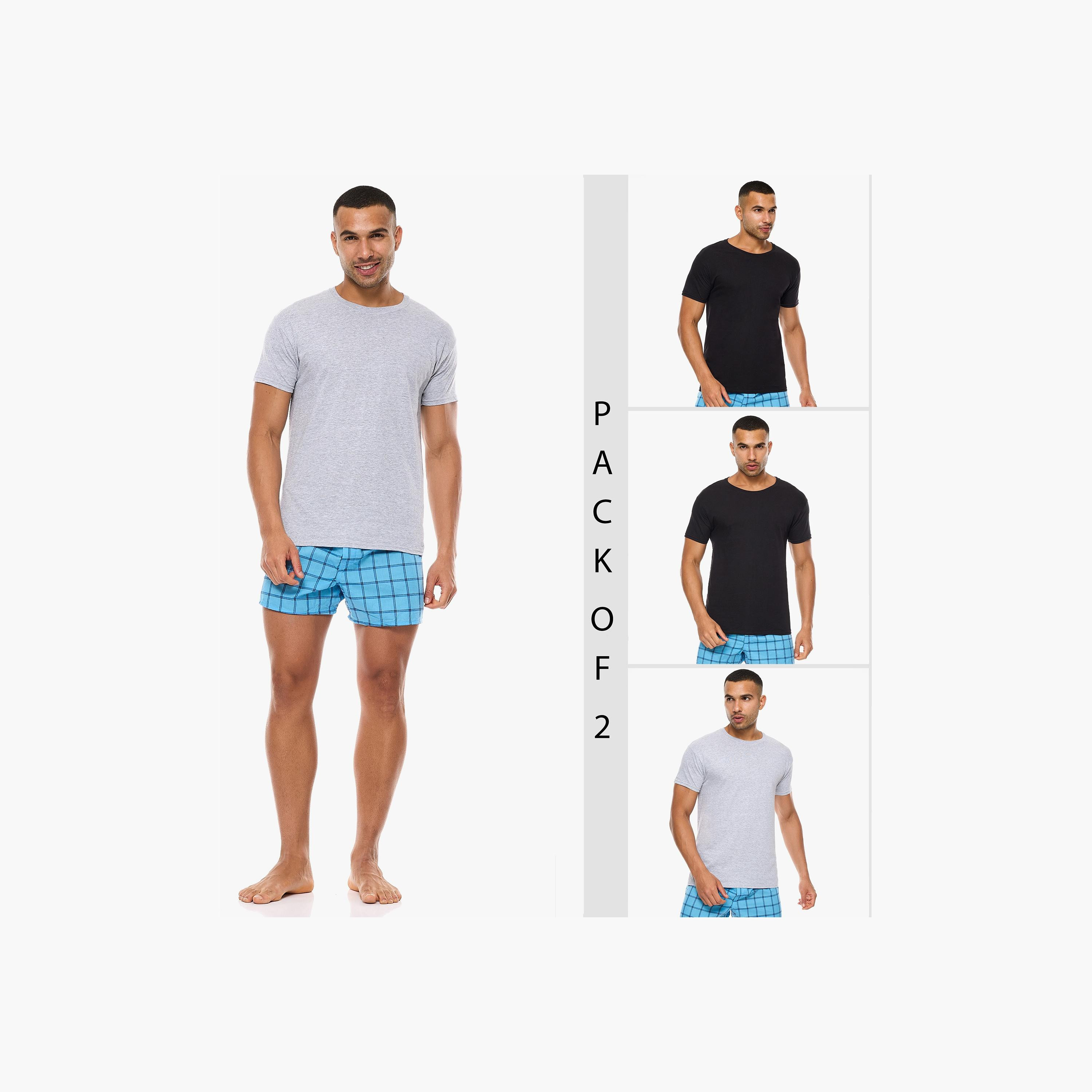 مجموعة هنس المتنوعة المكونة من 3 تي شيرت رجالي سادة بياقة دائرية وأكمام قصيرة-men-clothing-tshirtsandpolos-tshirts-image-2