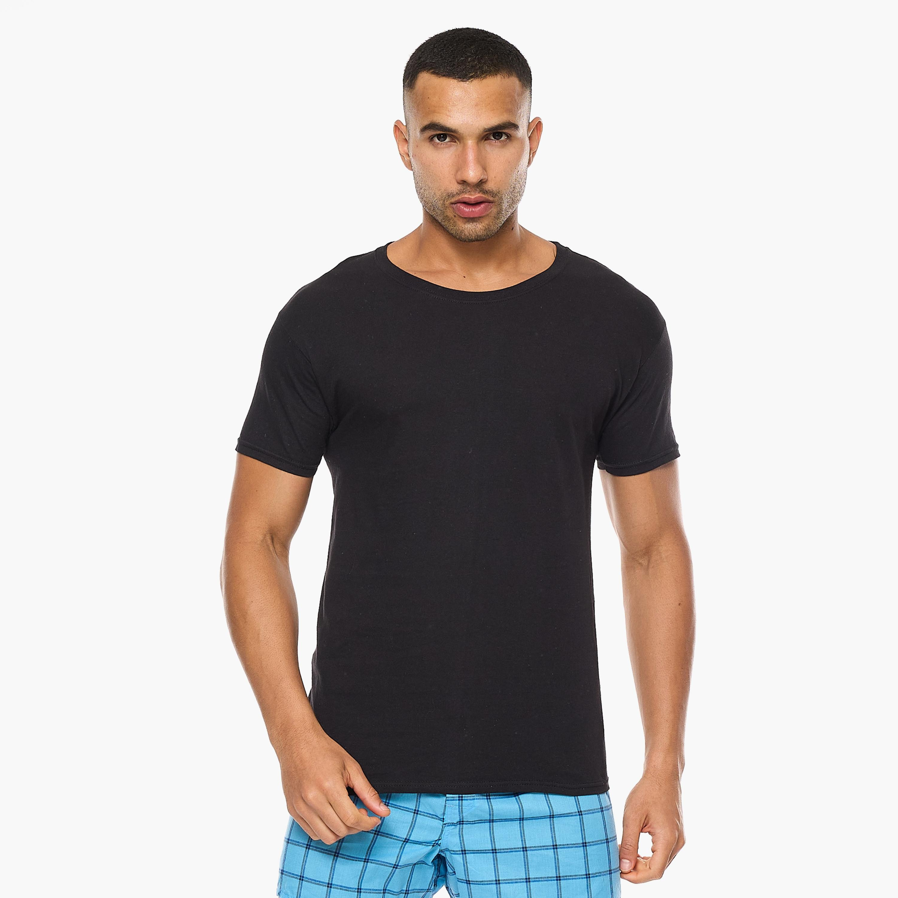 مجموعة هنس المتنوعة المكونة من 3 تي شيرت رجالي سادة بياقة دائرية وأكمام قصيرة-men-clothing-tshirtsandpolos-tshirts-image-3