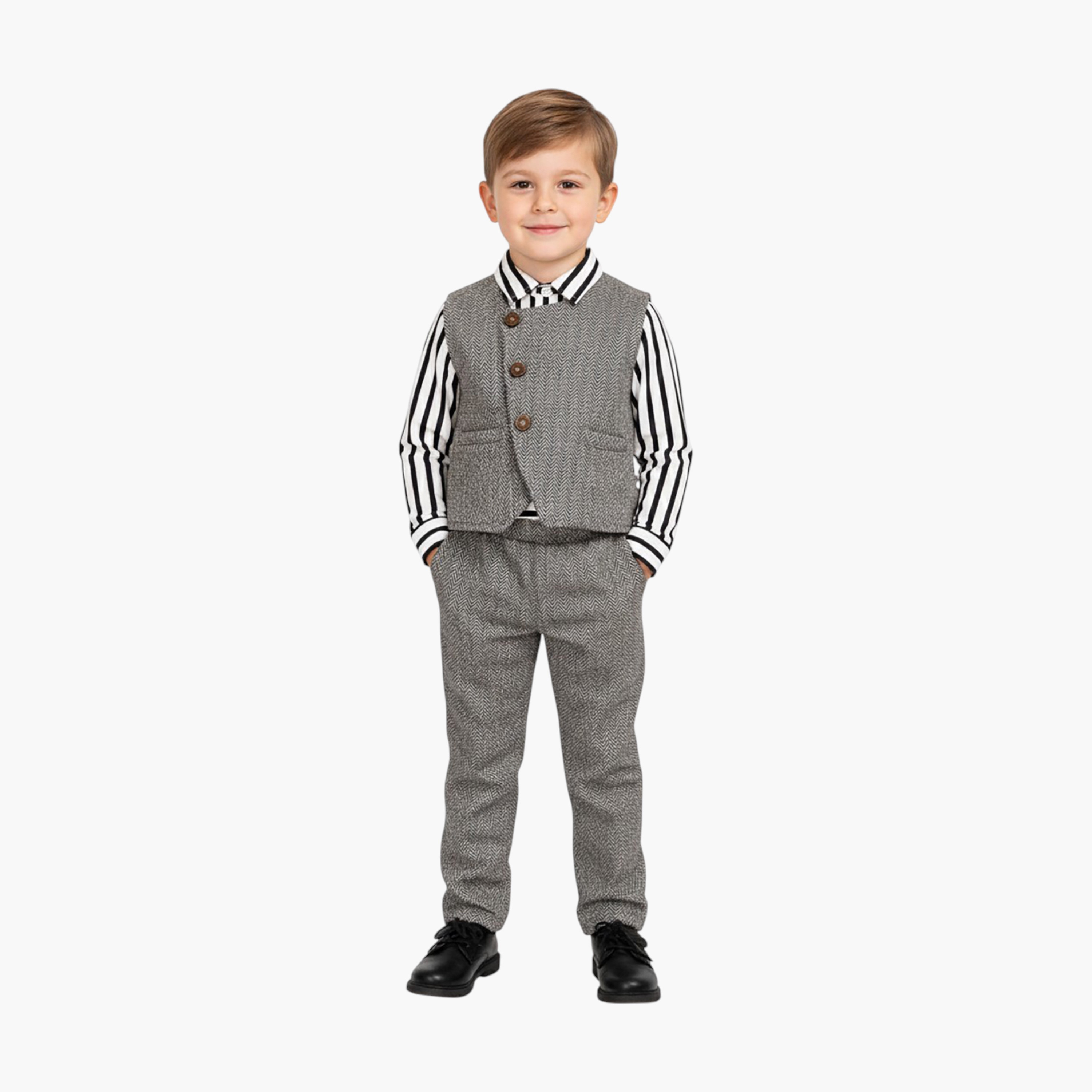 Babyqlo 3-Piece Classic Striped Shirt, Jacket and Pants Set-boys-clothing-setsandcoords-image-1
