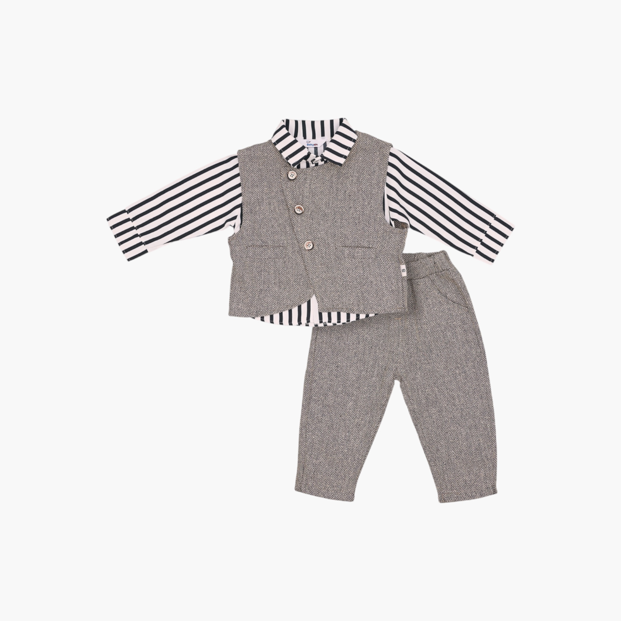 Babyqlo 3-Piece Classic Striped Shirt, Jacket and Pants Set-boys-clothing-setsandcoords-image-3