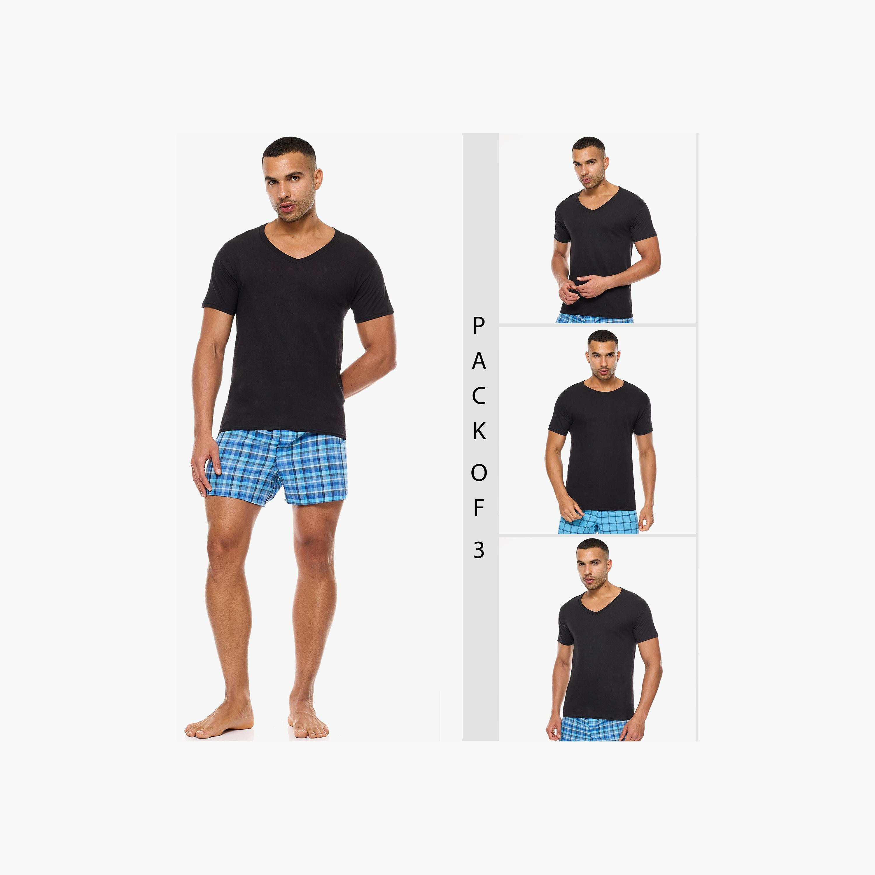 Hanes Assorted Pack of 3 Plain V-Neck Short Sleeves Men's T-Shirt-men-clothing-tshirtsandpolos-tshirts-image-2