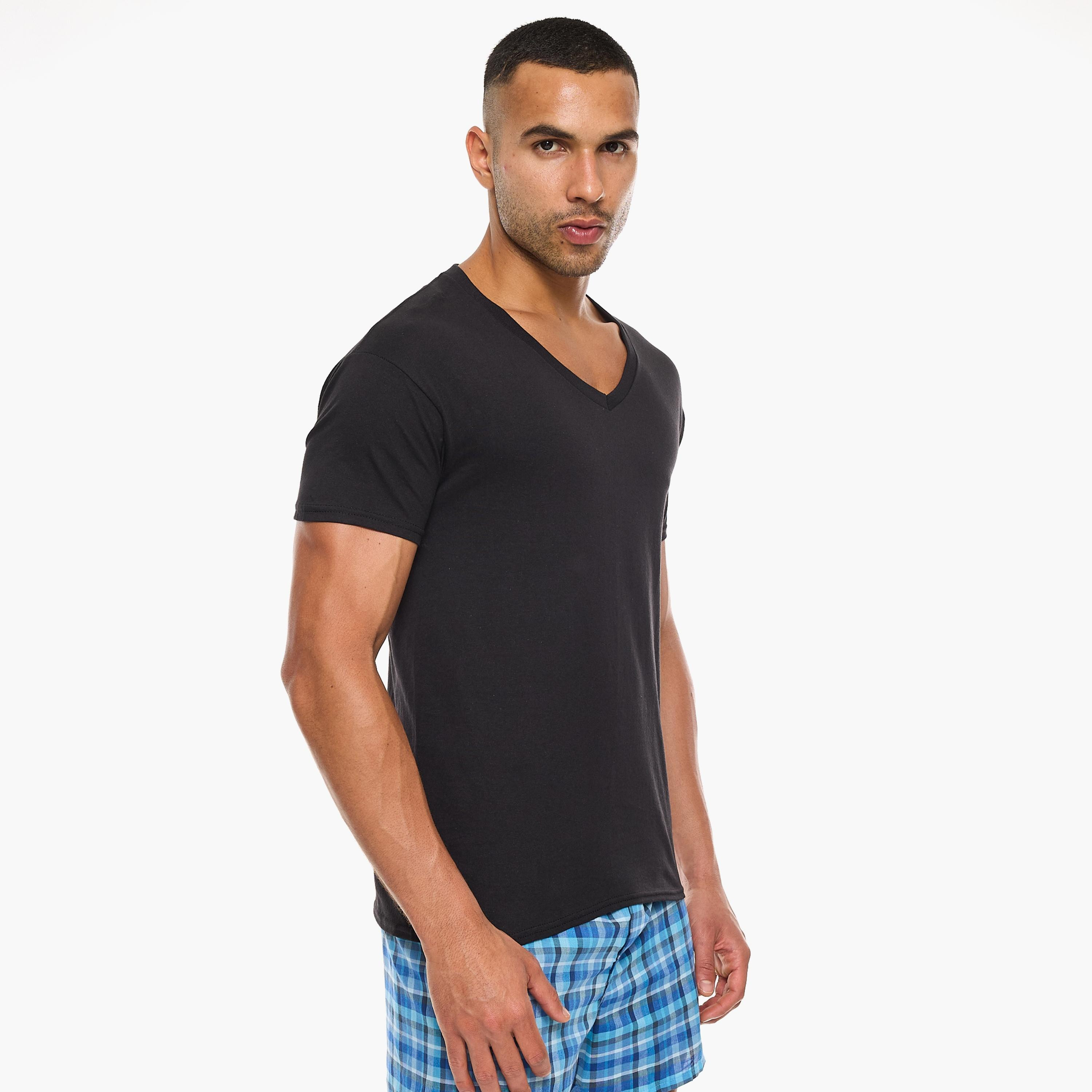 Hanes Assorted Pack of 3 Plain V-Neck Short Sleeves Men's T-Shirt-men-clothing-tshirtsandpolos-tshirts-image-3
