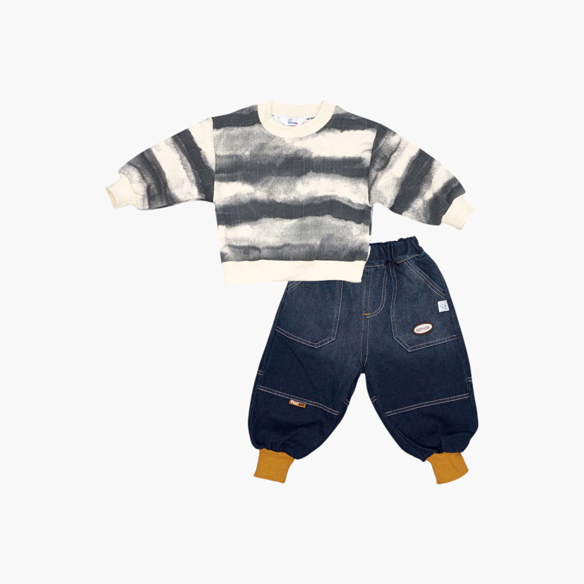 Babyqlo 2-Piece Tie & Dye Printed Sweatshirt and Denims Set-boys-clothing-setsandcoords-image-3
