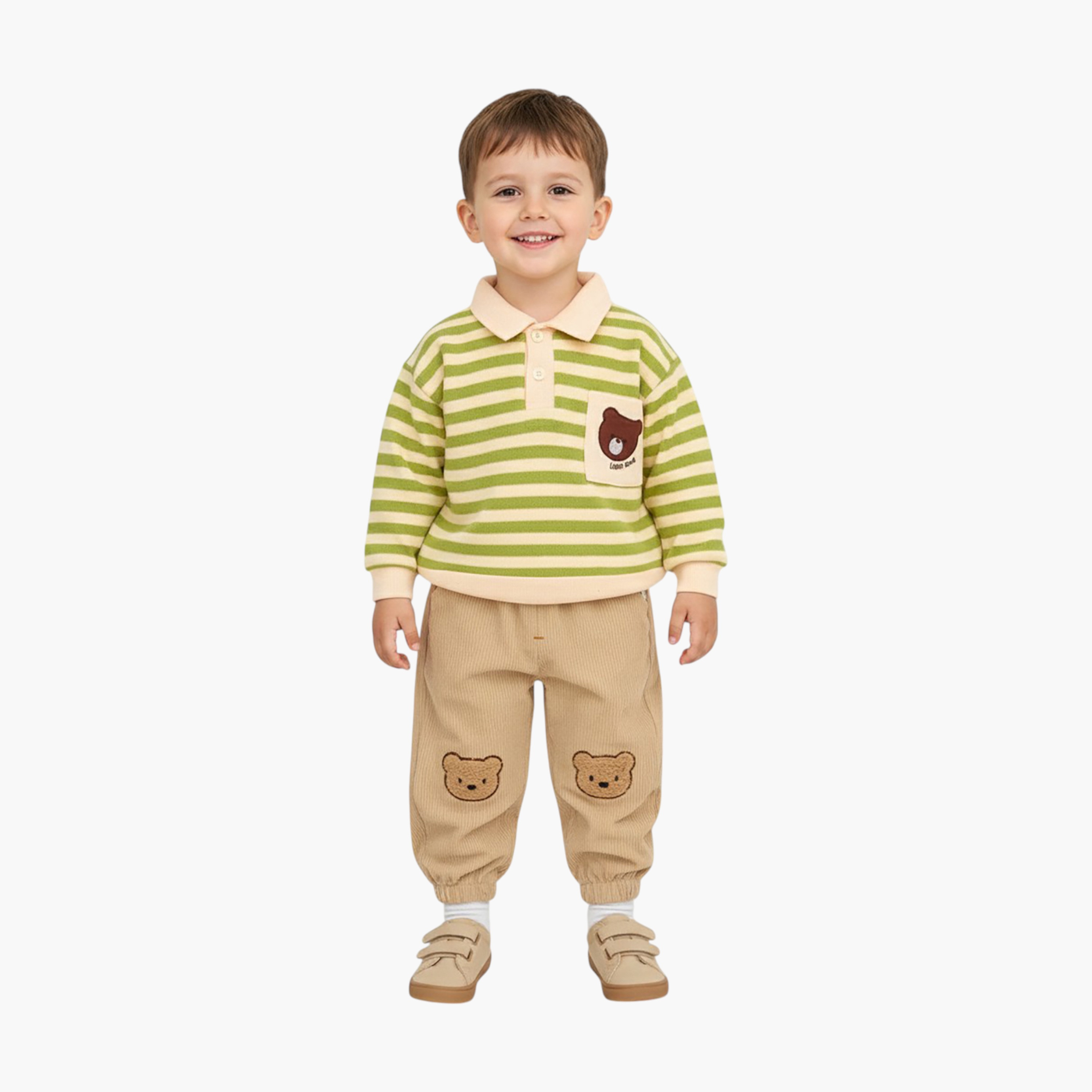 Babyqlo 2-Piece Striped Polo T-Shirt and Corduroy Pants-boys-clothing-setsandcoords-image-1