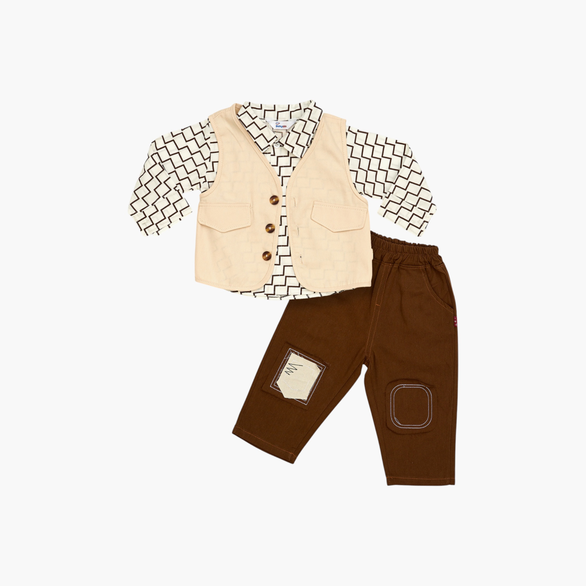 Babyqlo 3-Piece Geometric Printed Shirt, Jacket and Pants Set-boys-clothing-setsandcoords-image-3