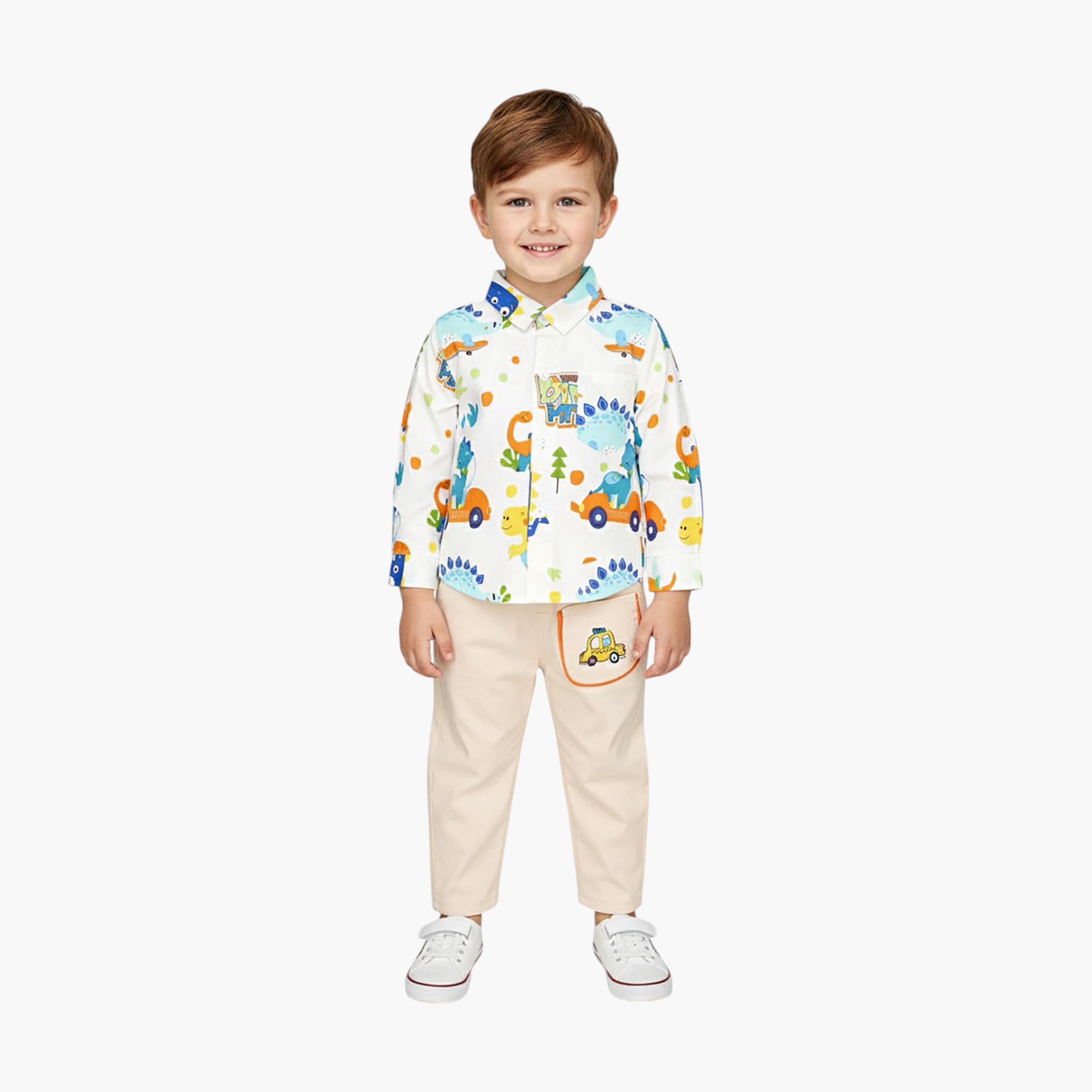 Babyqlo 2-Piece Dinosaur Printed Shirt and Pants Set-boys-clothing-setsandcoords-image-1