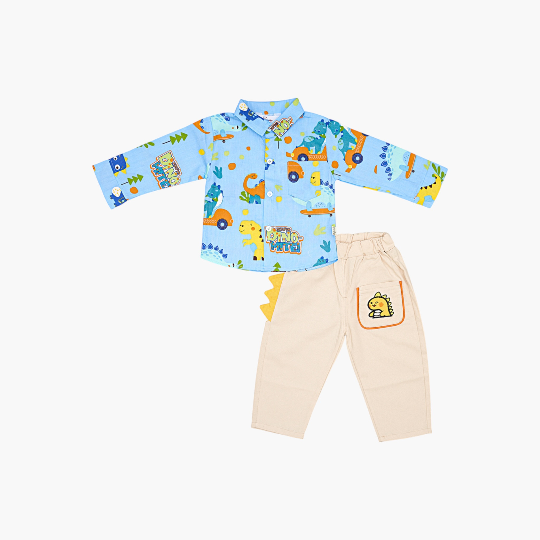 Babyqlo 2-Piece Dinosaur Printed Shirt and Pants Set-boys-clothing-setsandcoords-image-3