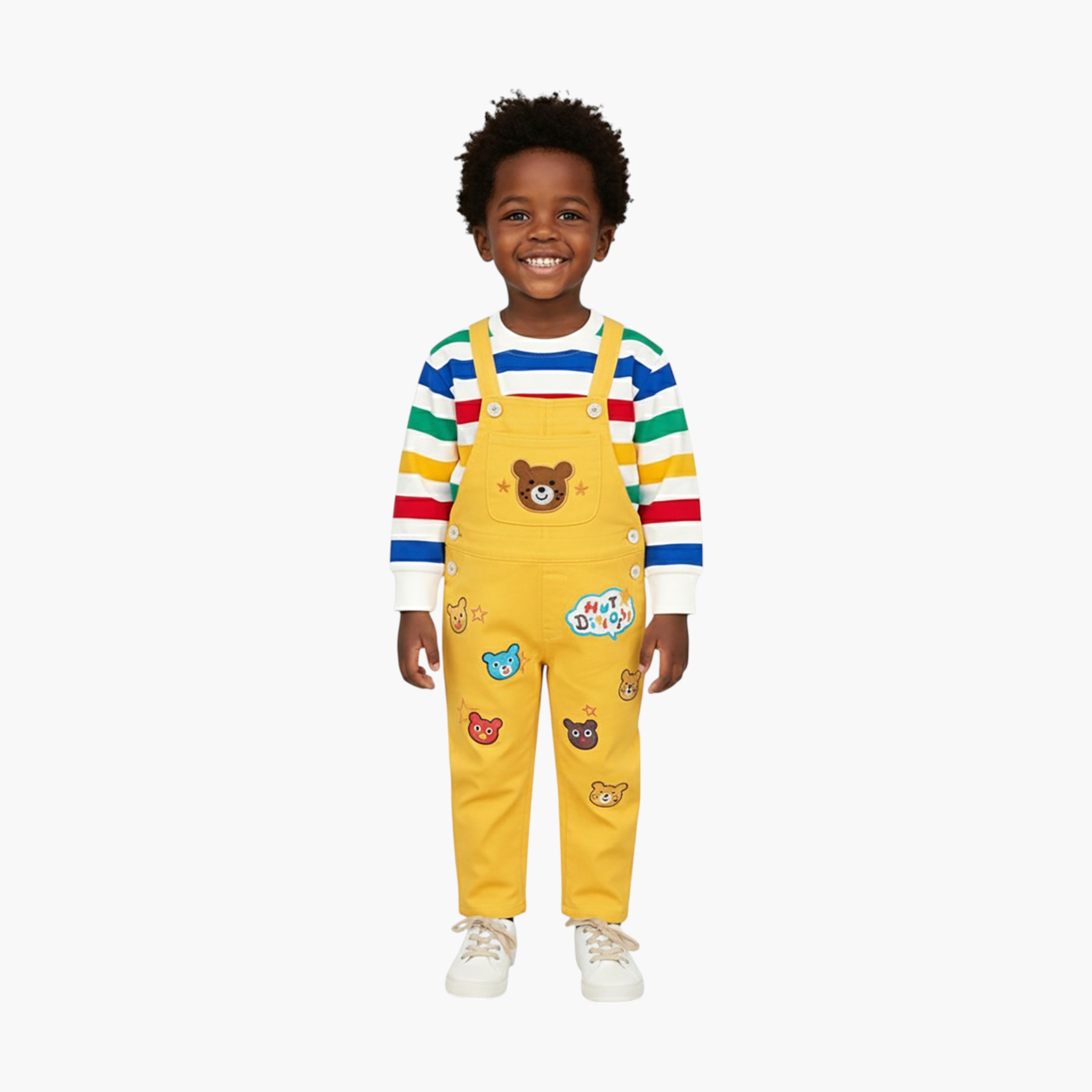 Babyqlo 2-Piece Printed Stripes Sweatshirt and Dungarees Set-boys-clothing-setsandcoords-image-1