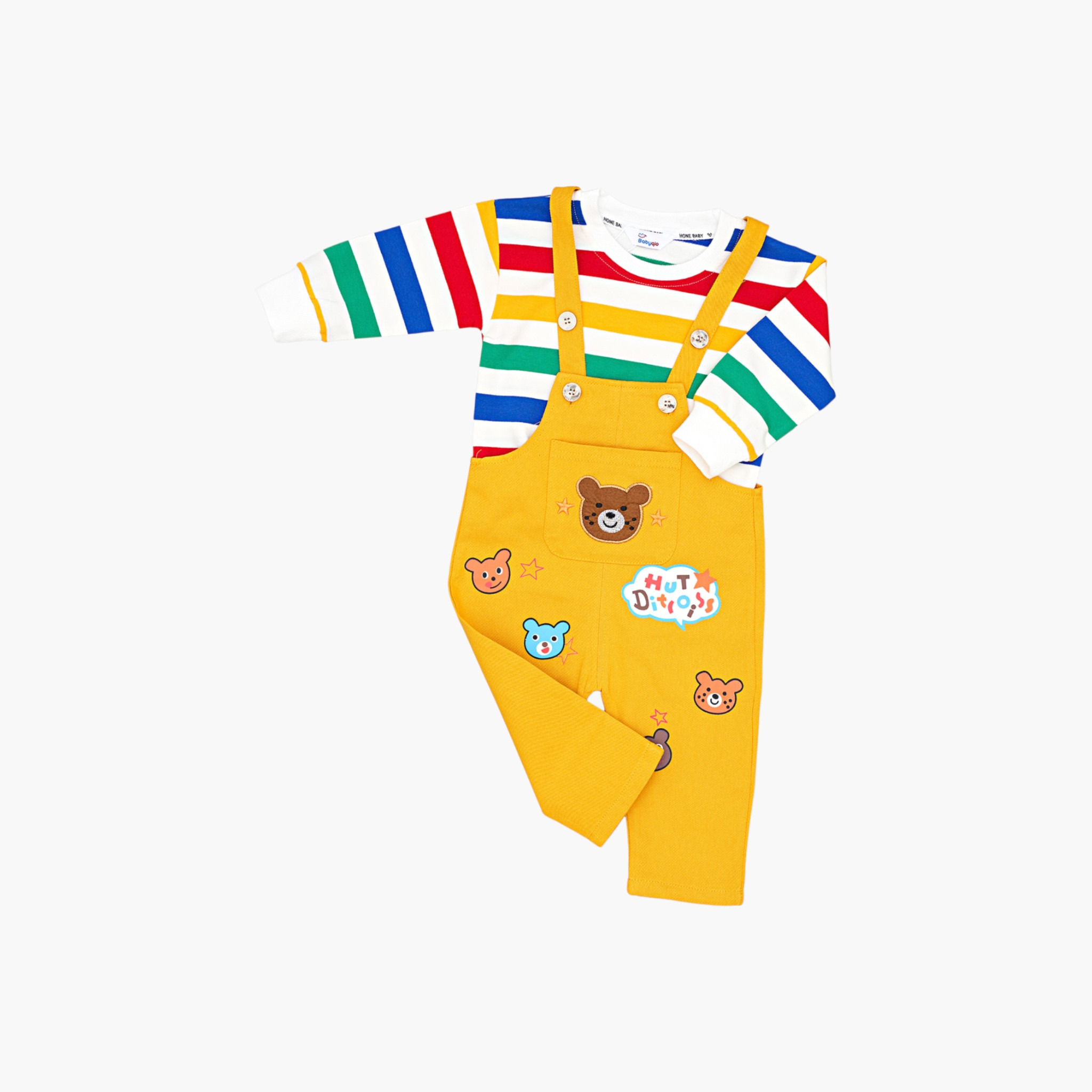 Babyqlo 2-Piece Printed Stripes Sweatshirt and Dungarees Set-boys-clothing-setsandcoords-image-3