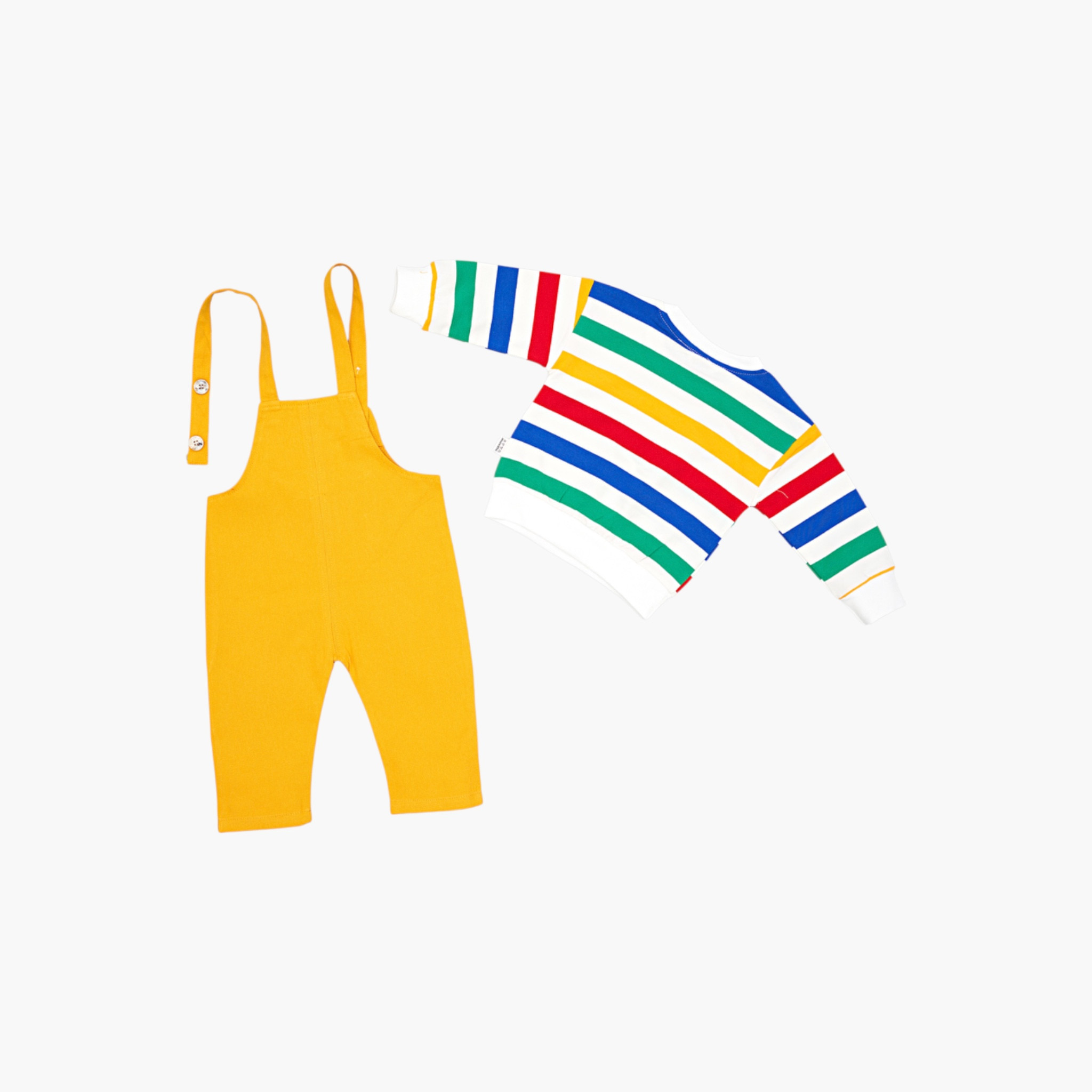 Babyqlo 2-Piece Printed Stripes Sweatshirt and Dungarees Set-boys-clothing-setsandcoords-image-4