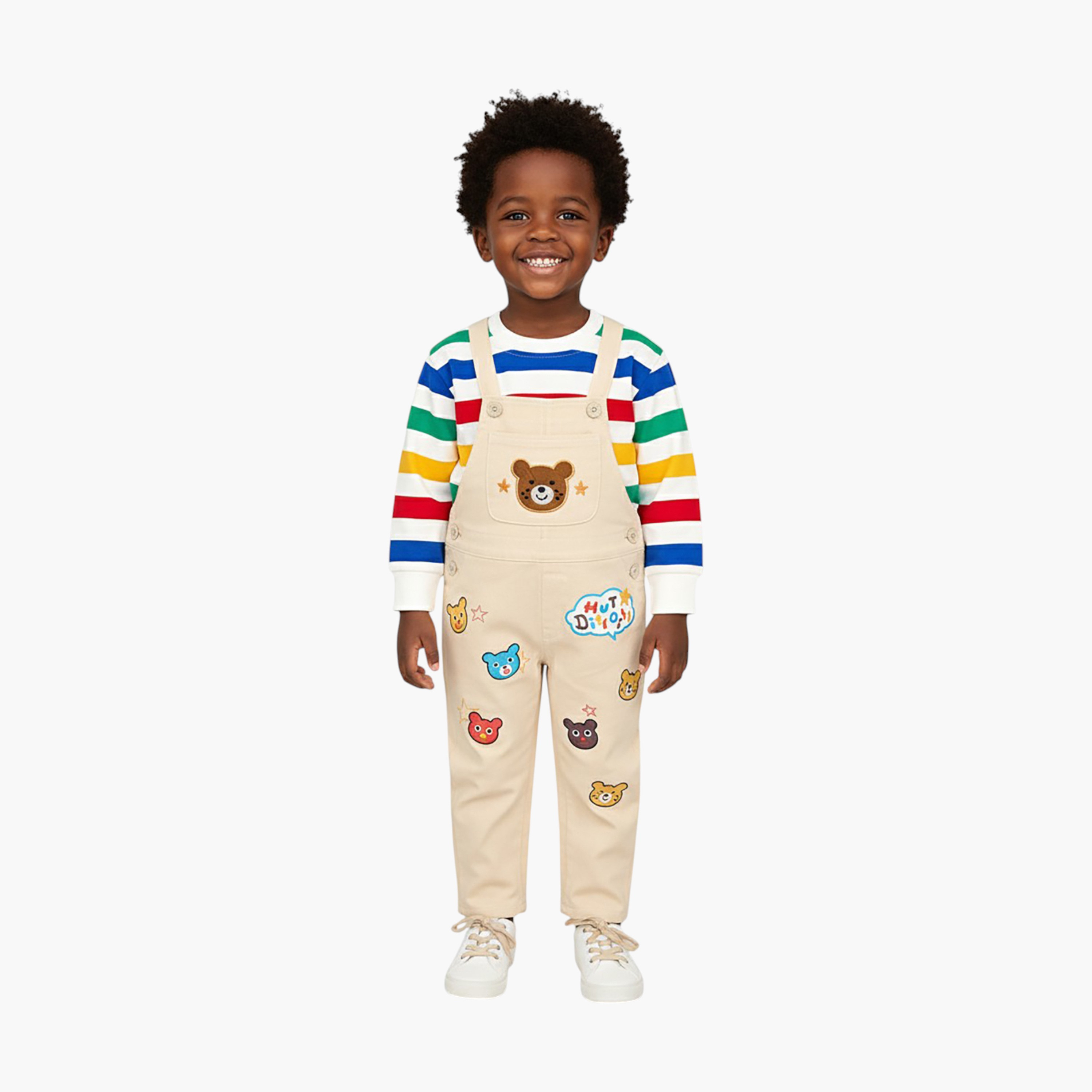 Babyqlo 2-Piece Printed Stripes Sweatshirt and Dungarees Set-boys-clothing-setsandcoords-image-1