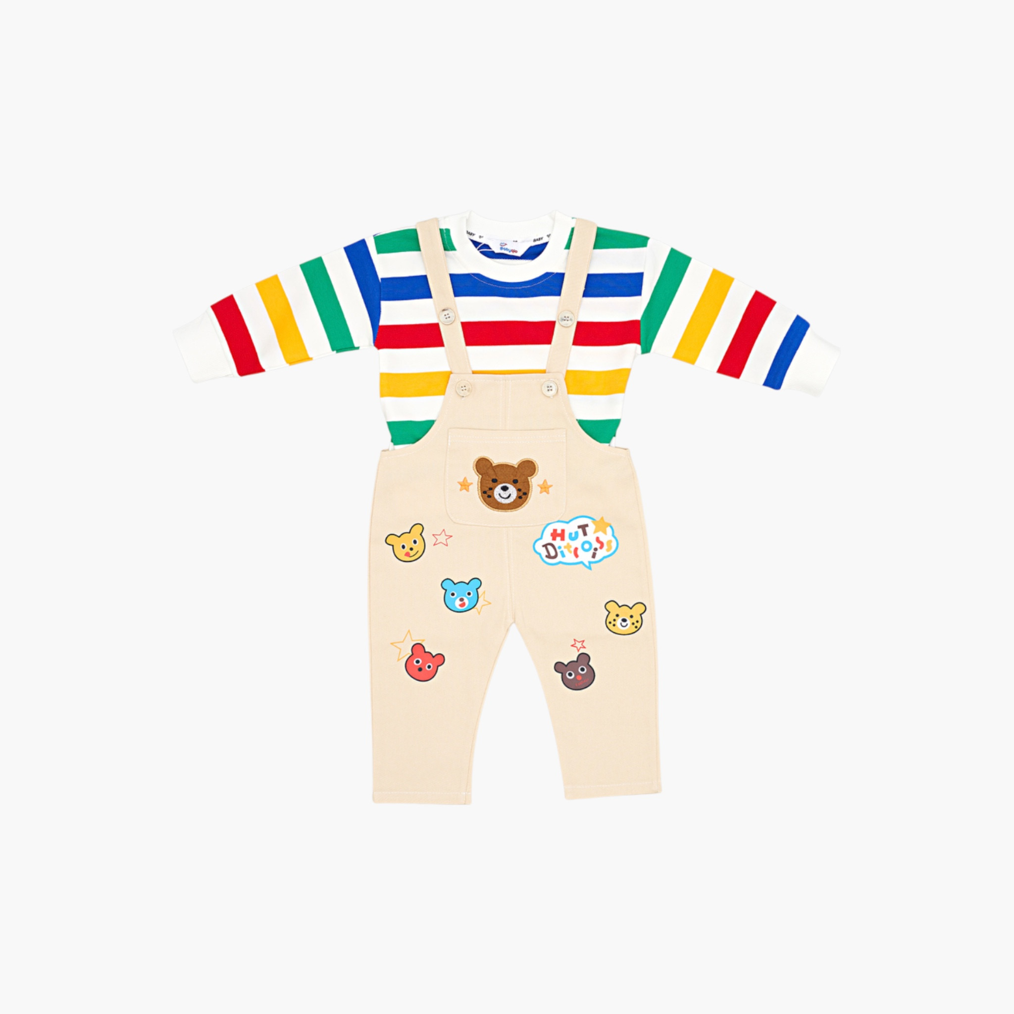 Babyqlo 2-Piece Printed Stripes Sweatshirt and Dungarees Set-boys-clothing-setsandcoords-image-3
