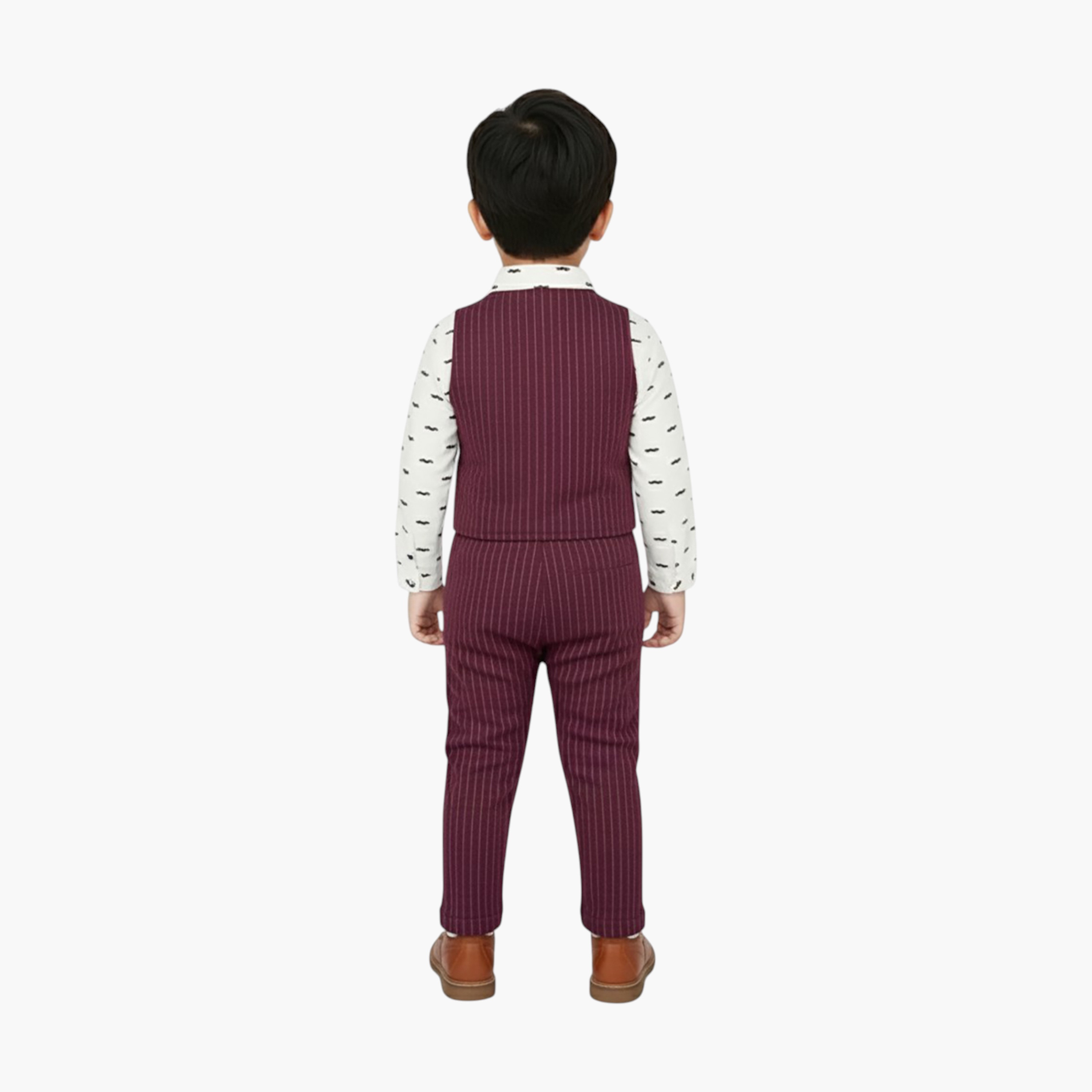 Babyqlo 3-Piece Striped Waistcoat, Mustache Printed Polo and Pants Set-boys-clothing-setsandcoords-image-2