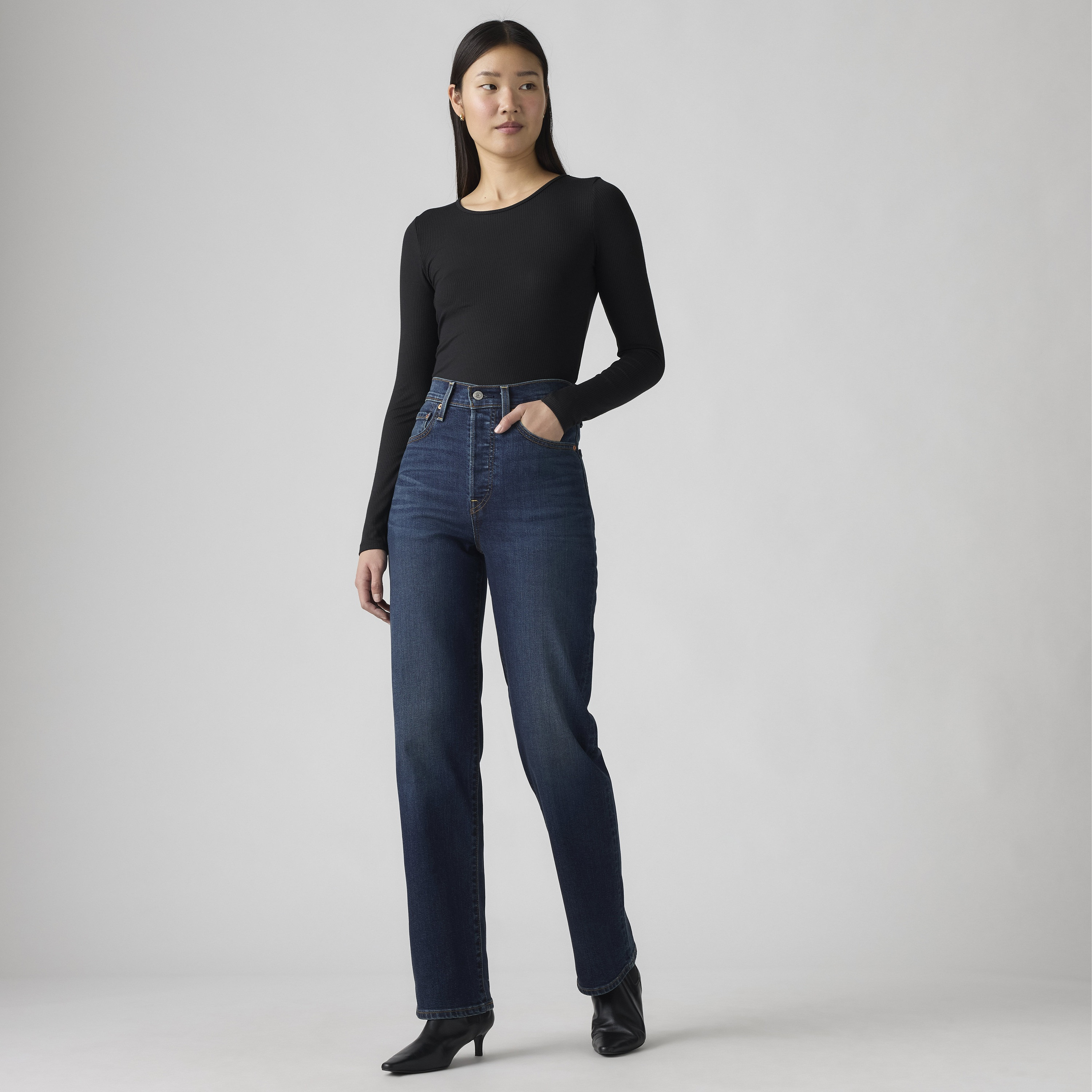 Levi's Straight Fit Indigo 5 Pocket Women's Jeans Inseam 30-women-clothing-bottoms-jeans-image-2