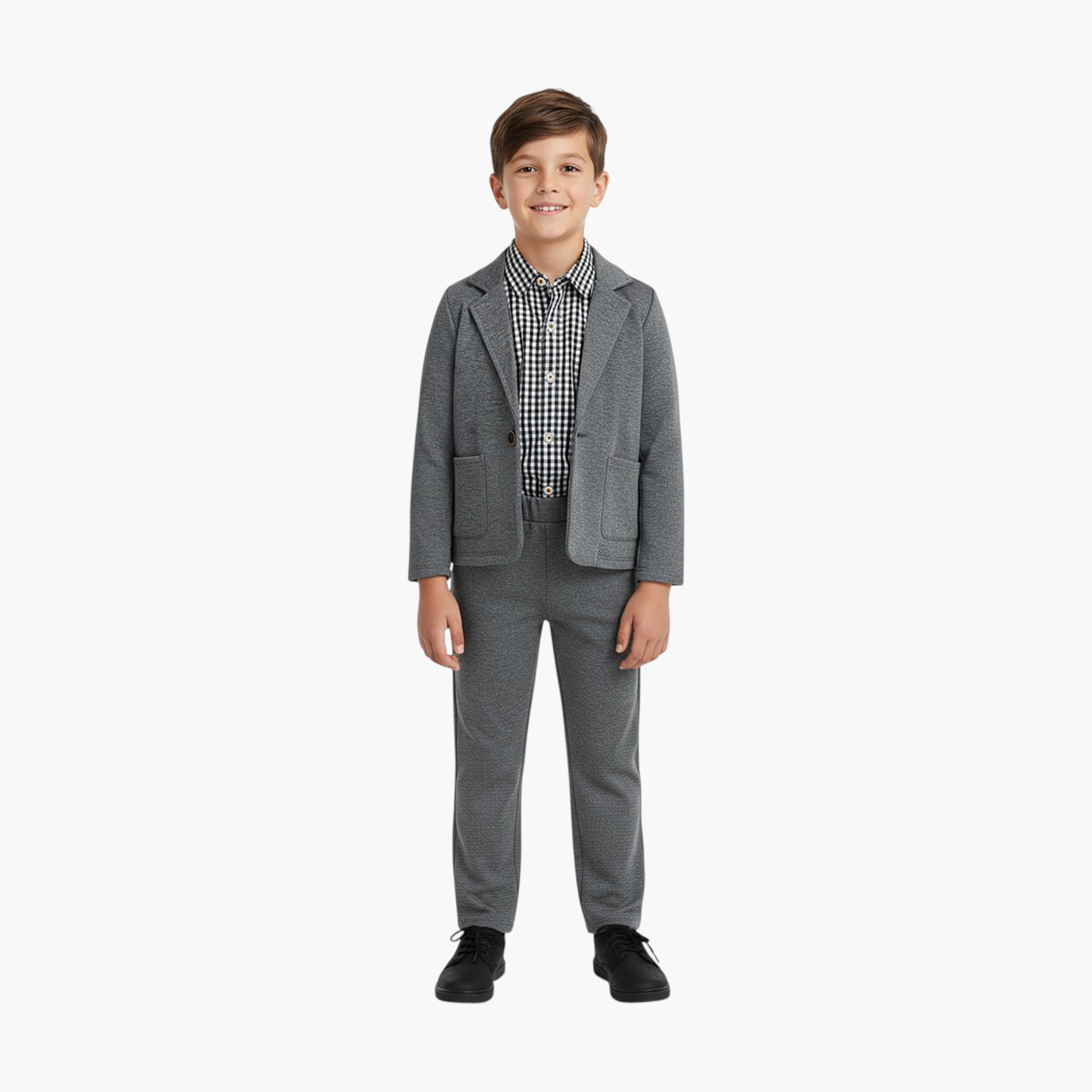 Babyqlo 3-Piece Check Shirt with Blazer and Pants Set-boys-clothing-setsandcoords-image-1