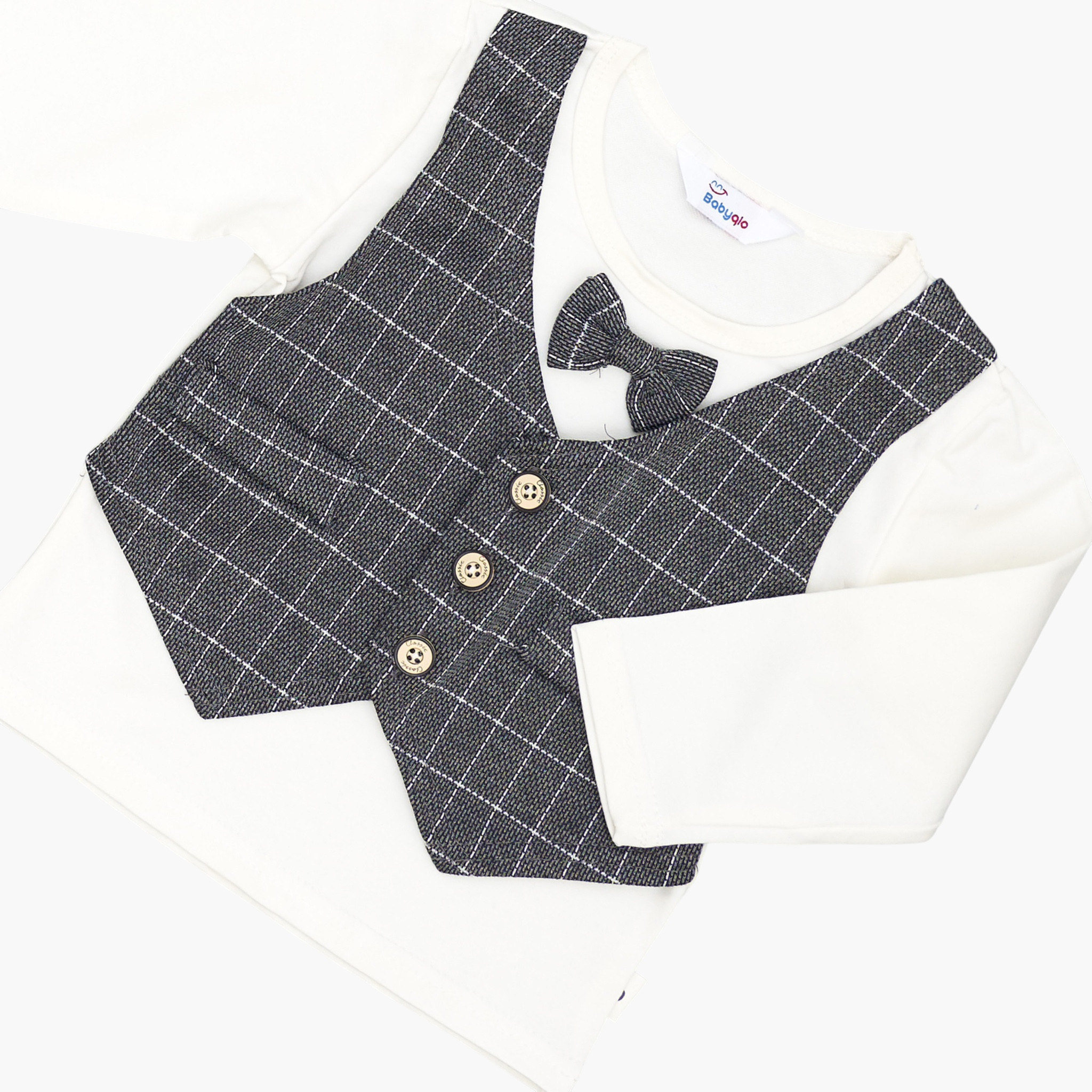 Babyqlo 4-Piece Grid Blazer, Shirt, Waistcoat and Pants Set-boys-clothing-setsandcoords-image-4