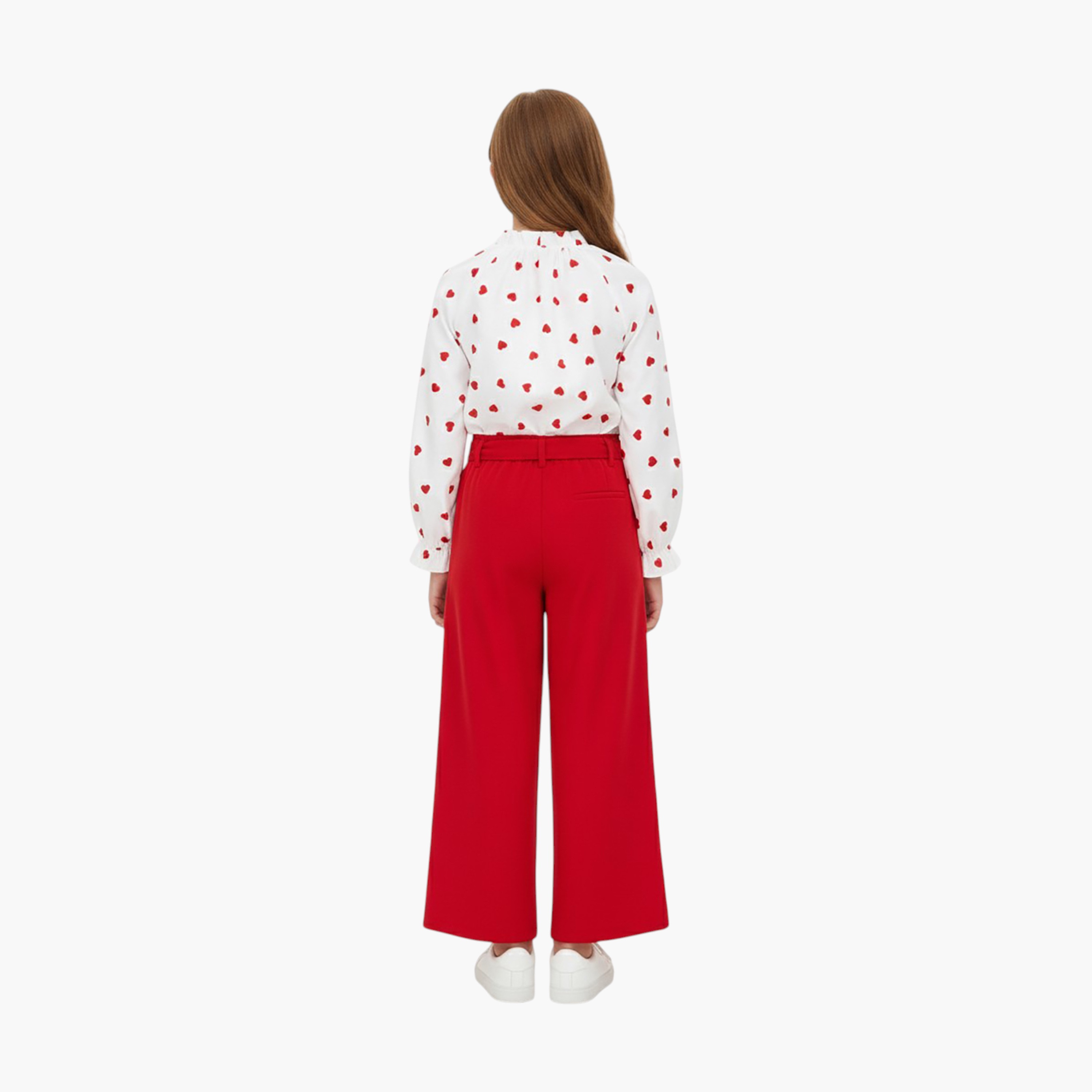Babyqlo 2-Piece Heart Printed Top with Knot Detail Culottes Set-girls-clothing-setsandcoords-image-2