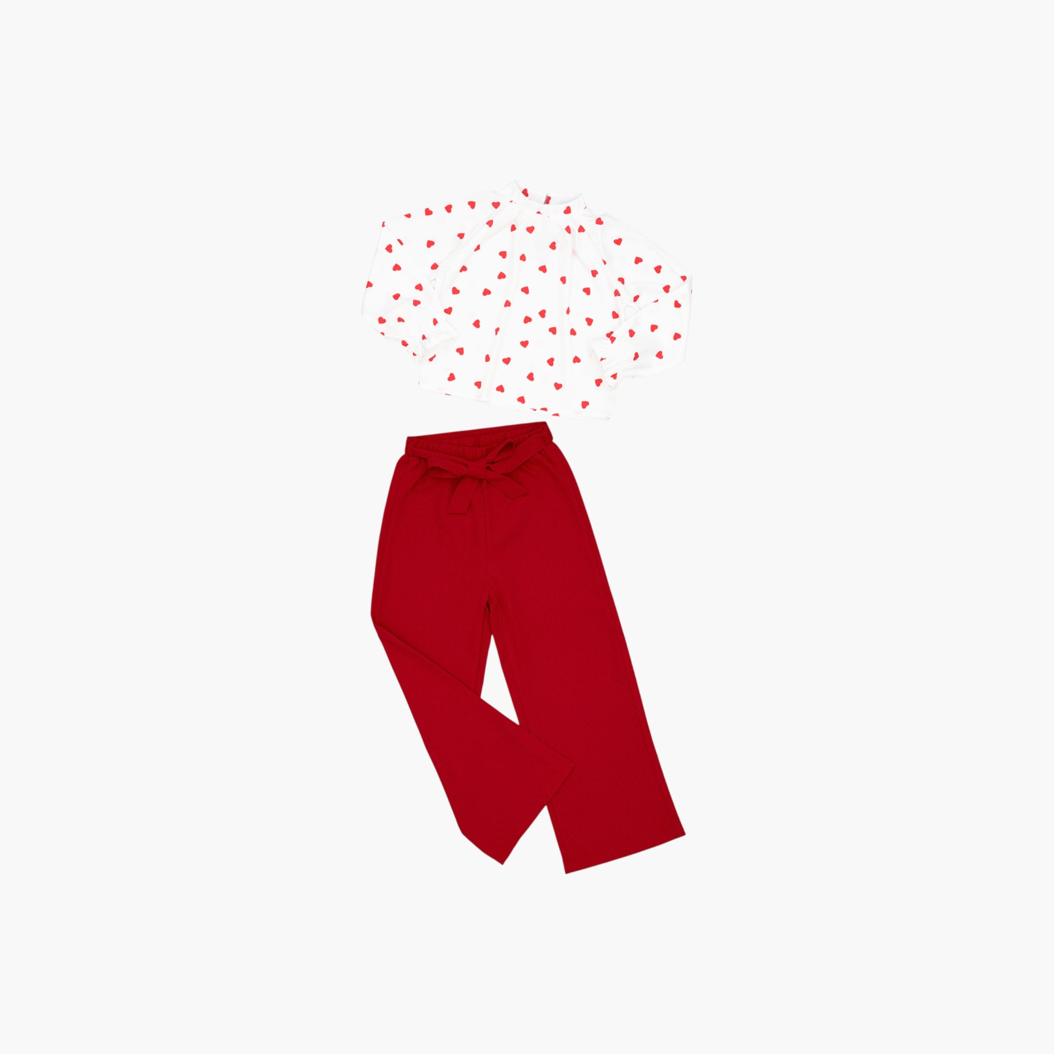 Babyqlo 2-Piece Heart Printed Top with Knot Detail Culottes Set-girls-clothing-setsandcoords-image-4