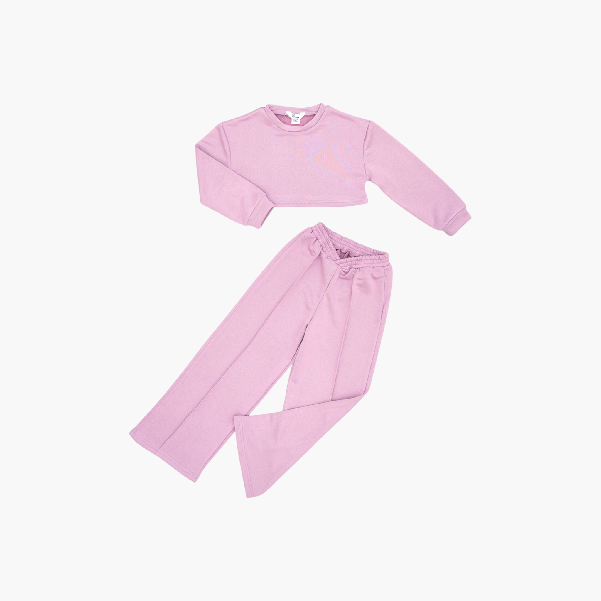 Babyqlo 2-Piece Cropped Sweatshirt with Flared Pants-girls-clothing-setsandcoords-image-4