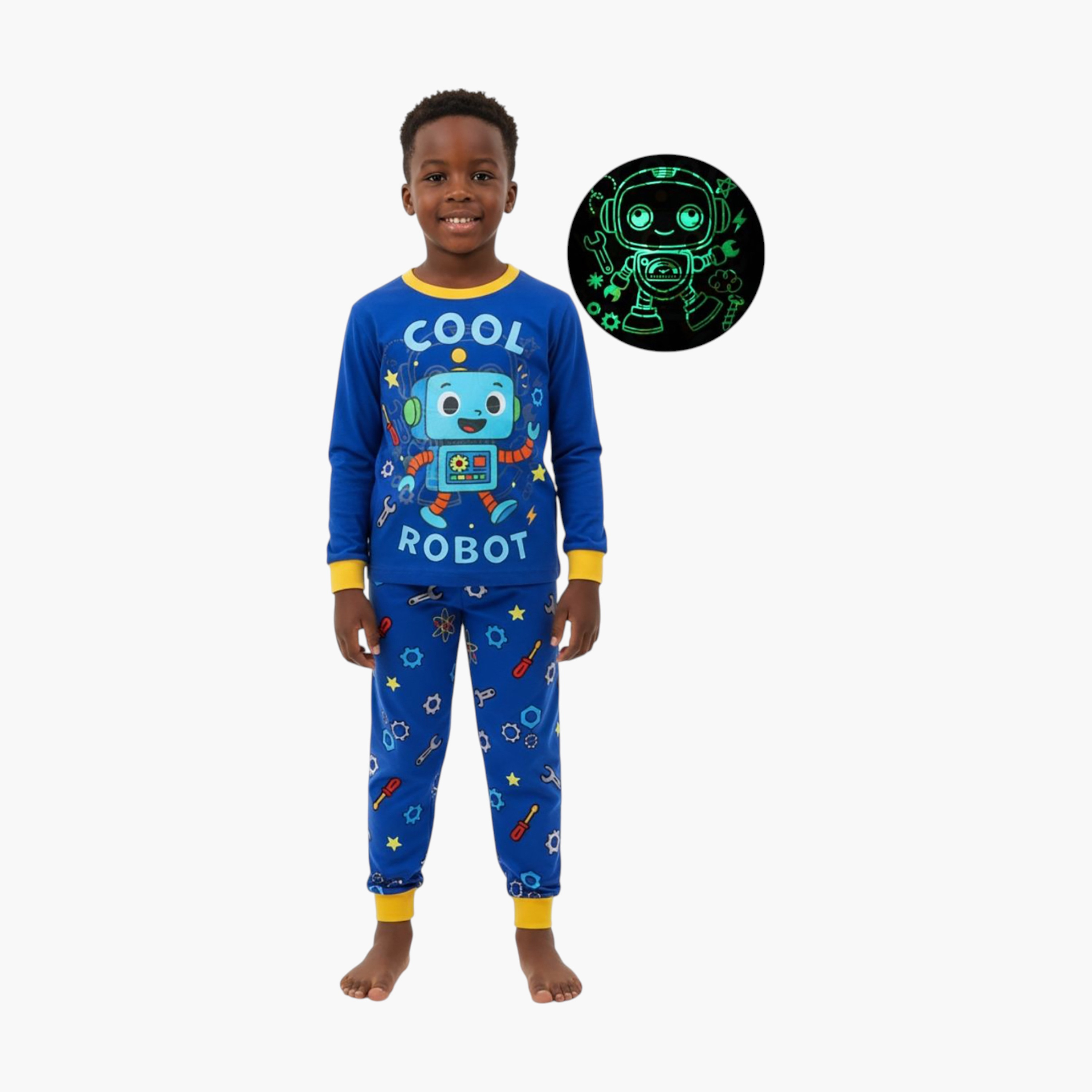 Babyqlo 2-Piece Robot Printed Glow in the Dark Pyjama Set-boys-clothing-setsandcoords-image-1