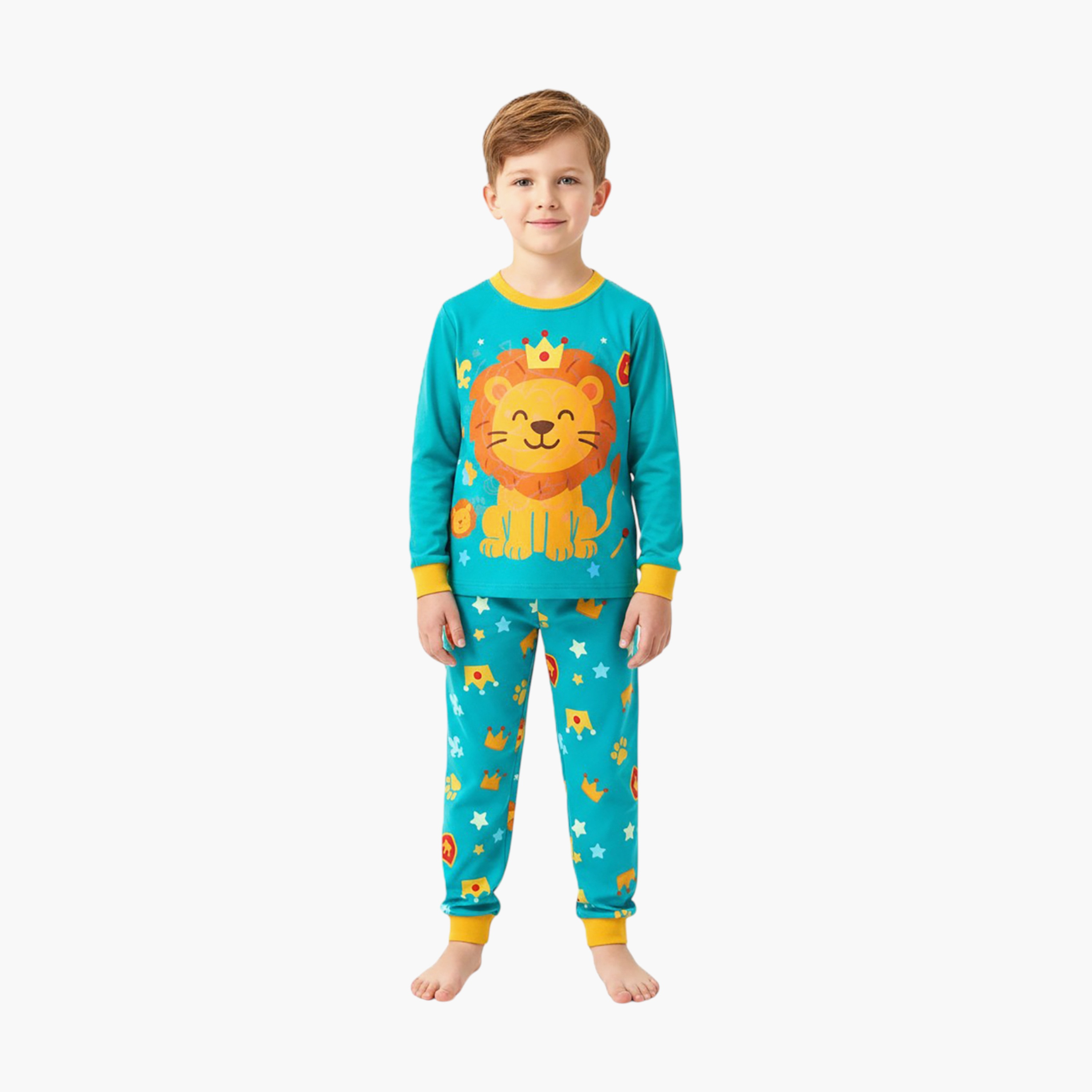 Babyqlo 2-Piece Lion Printed Glow in the Dark Pyjama Set-boys-clothing-setsandcoords-image-2