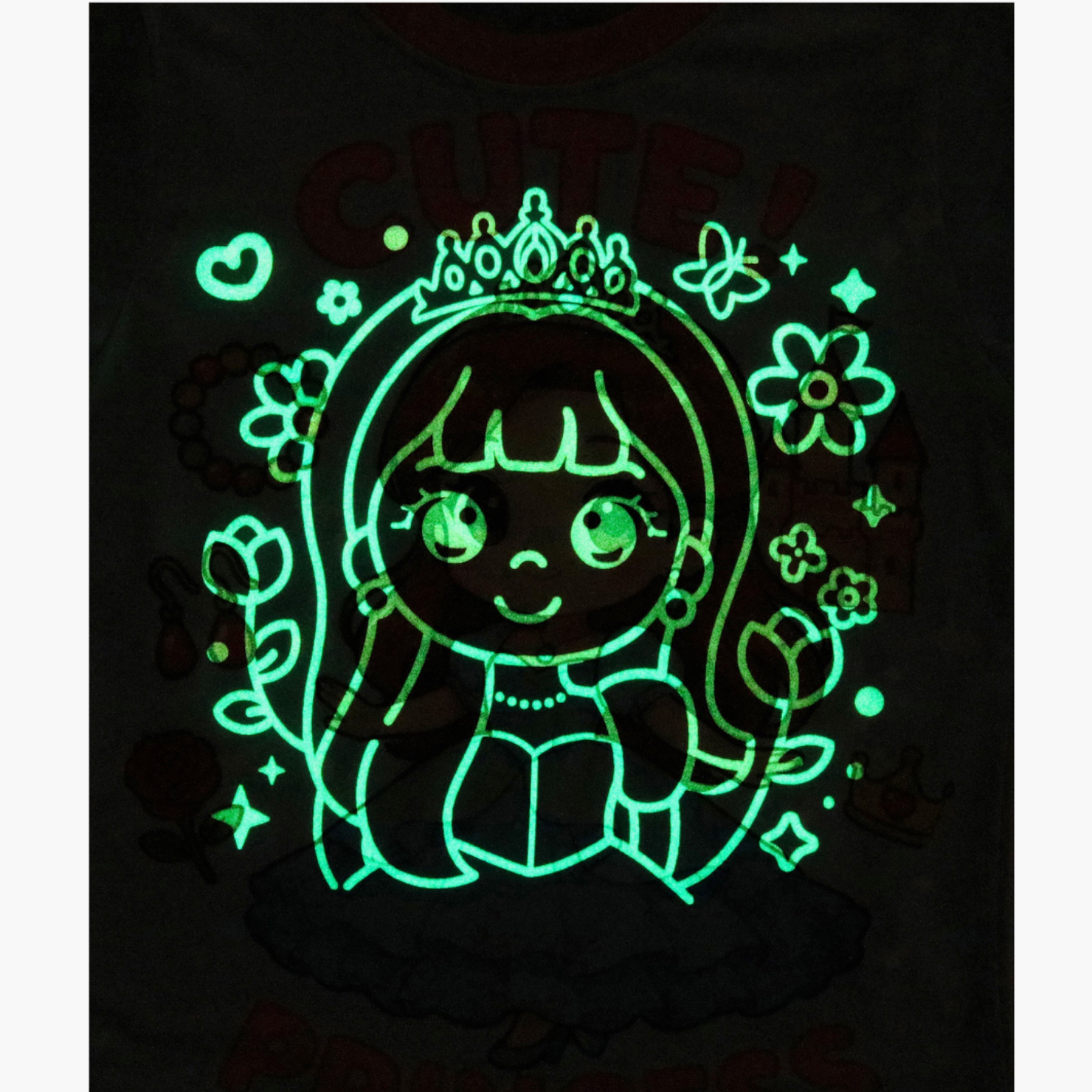 Babyqlo 2-Piece Princess Printed Glow in the Dark Pyjama Set-girls-clothing-setsandcoords-image-4