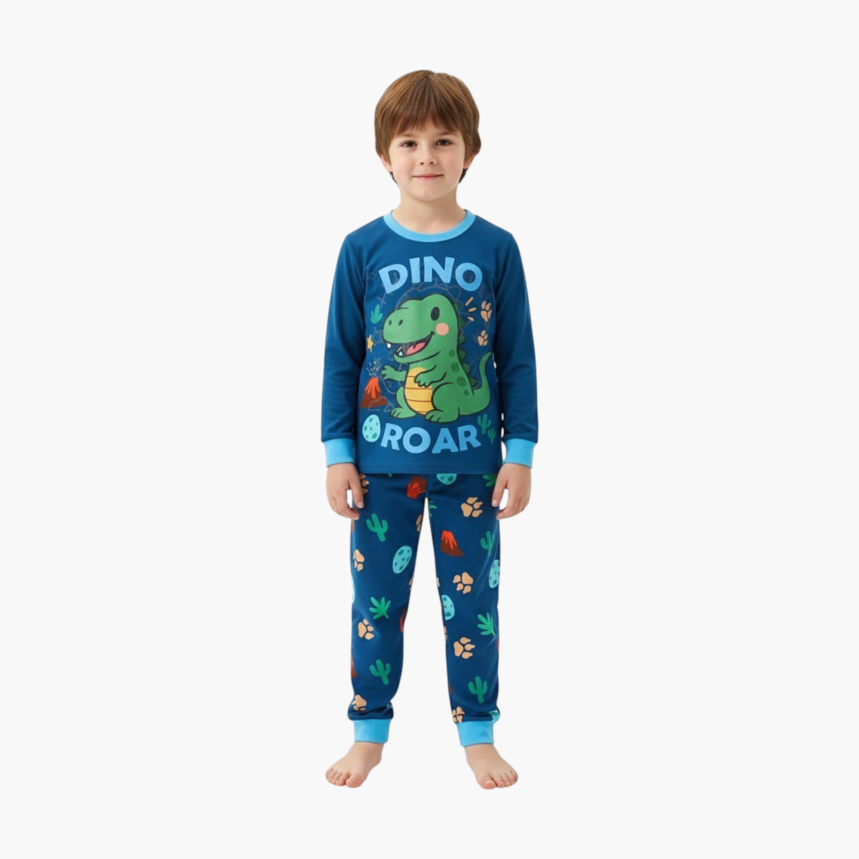 Babyqlo 2-Piece Dinosaur Printed Glow in the Dark Pyjama Set-boys-clothing-setsandcoords-image-2
