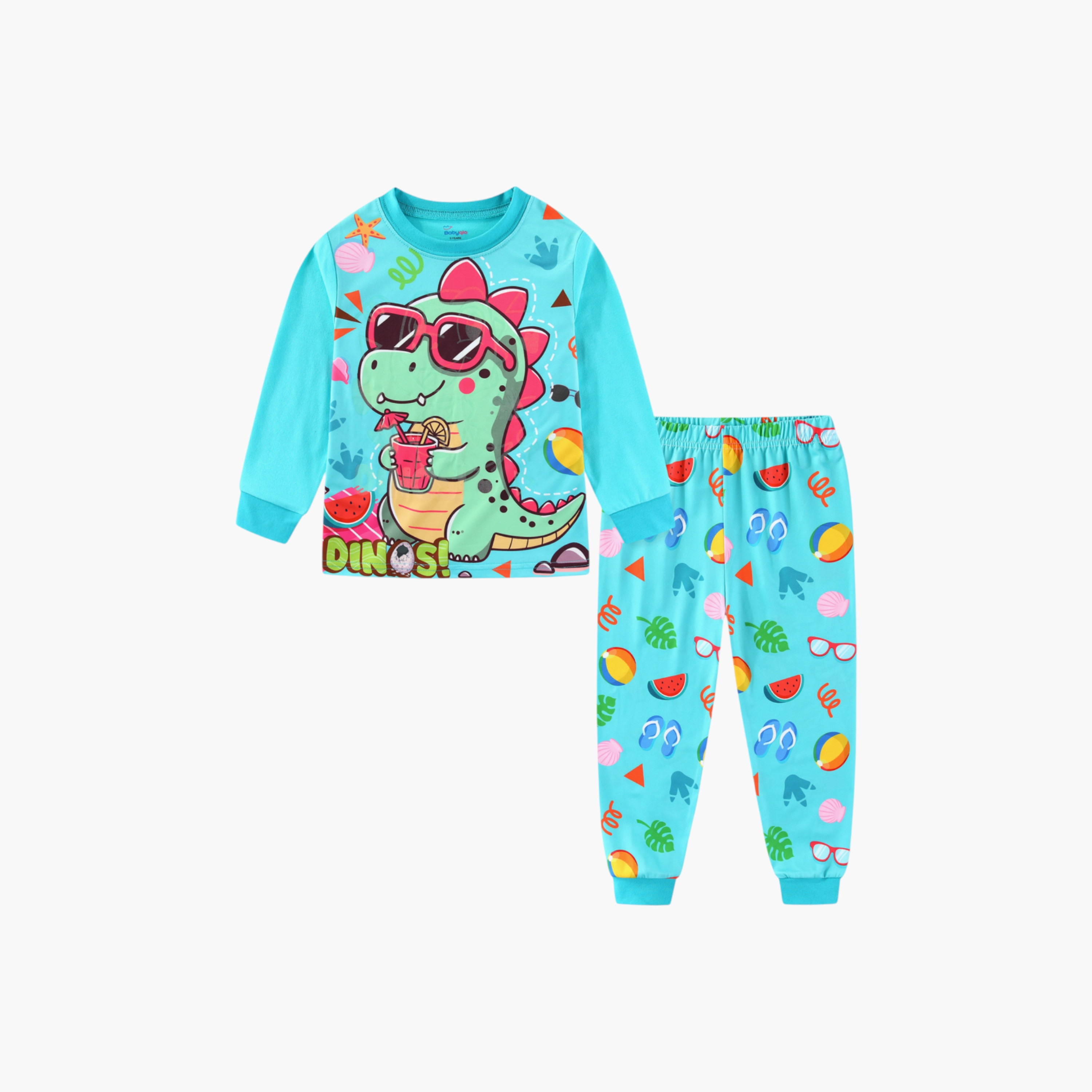 Babyqlo 2-Piece Dinosaur Printed Glow in the Dark Pyjama Set-boys-clothing-setsandcoords-image-4