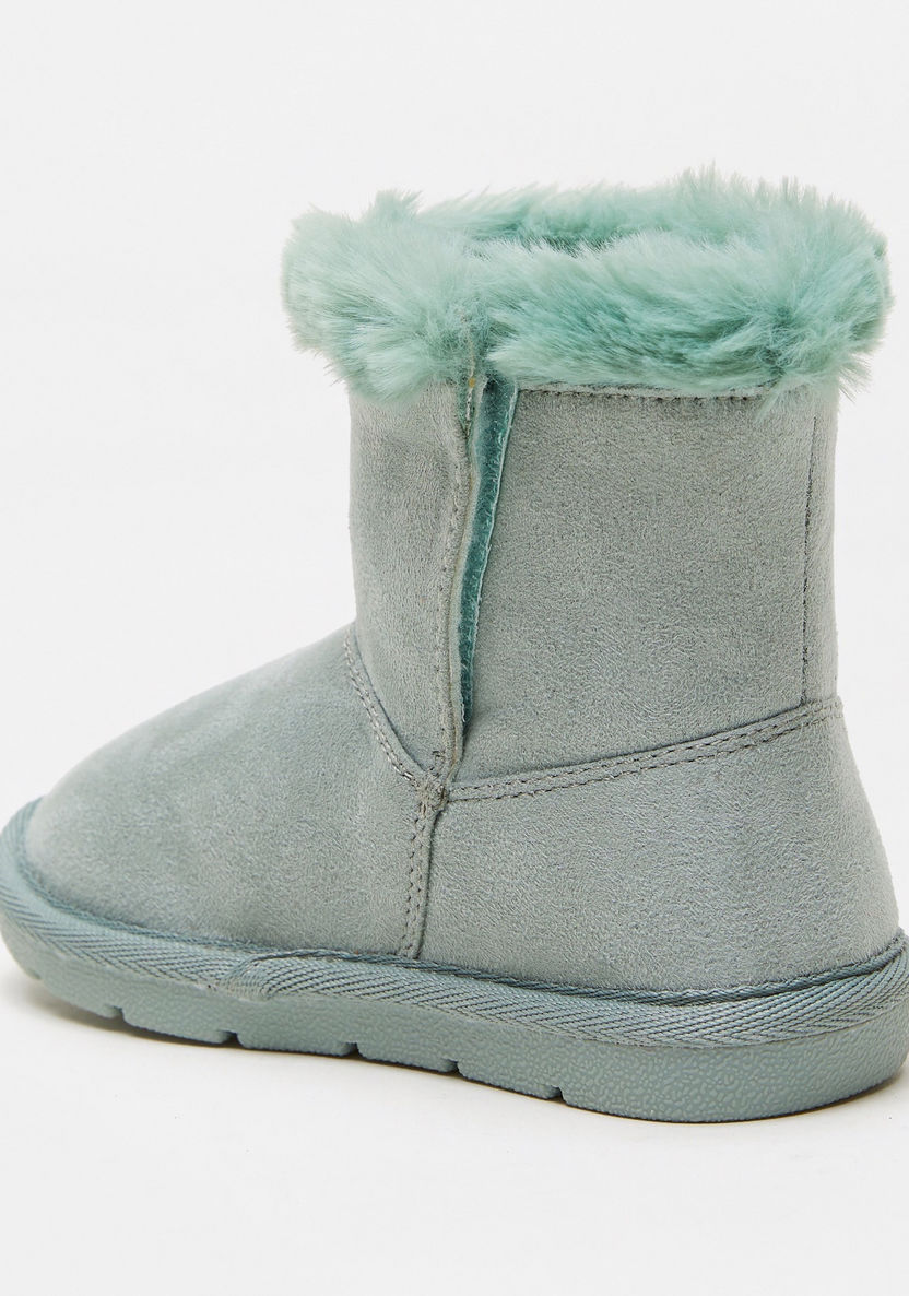 Juniors Fur Accented Slip-On Ankle Boots-Girl%27s Boots-image-2