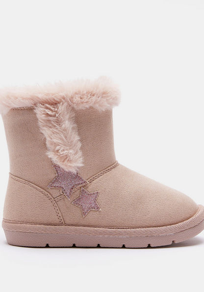 Juniors Fur Accented Slip-On Ankle Boots