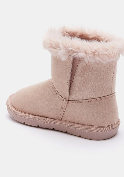 Juniors Fur Accented Slip-On Ankle Boots