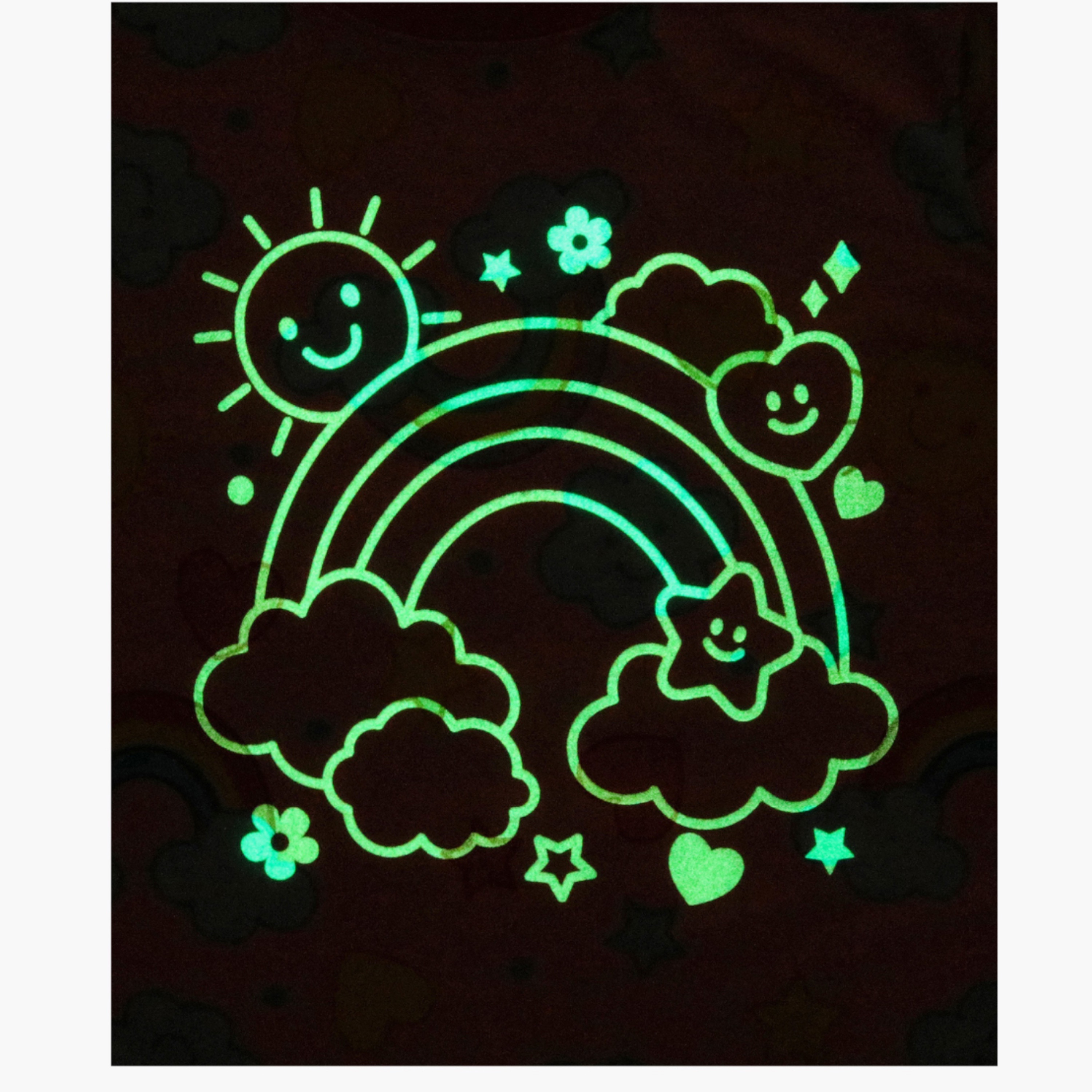 Babyqlo 2-Piece Rainbow and Clouds Printed Glow in the Dark Pyjama Set-girls-clothing-setsandcoords-image-4