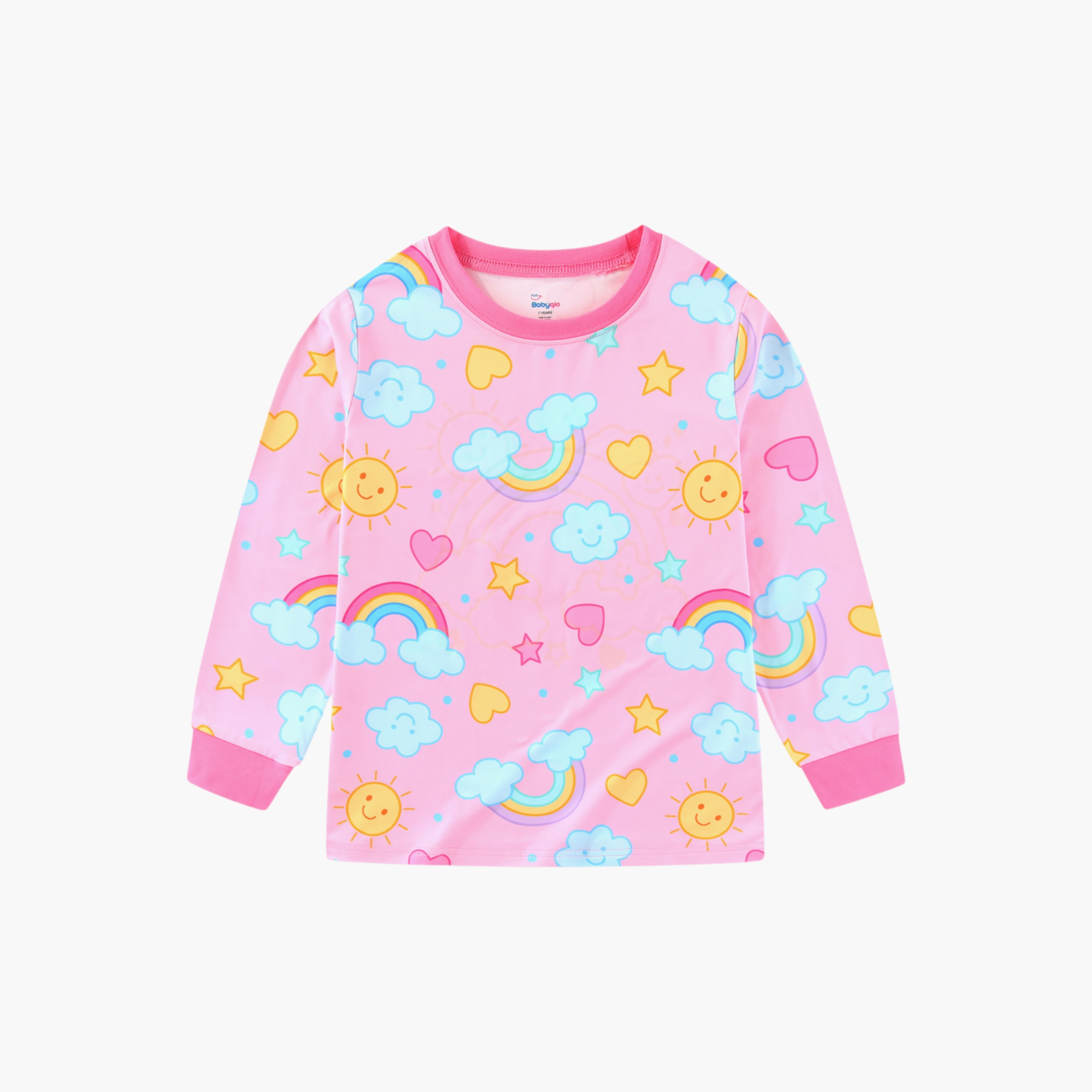 Babyqlo 2-Piece Rainbow and Clouds Printed Glow in the Dark Pyjama Set-girls-clothing-setsandcoords-image-5