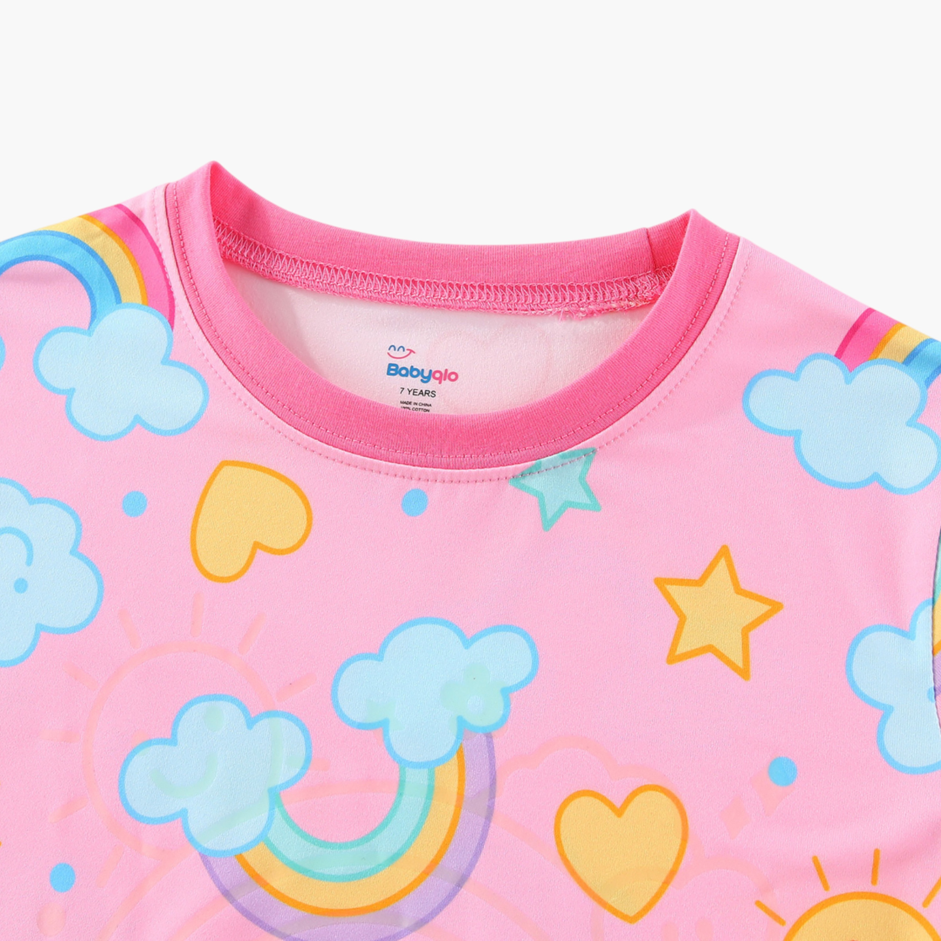 Babyqlo 2-Piece Rainbow and Clouds Printed Glow in the Dark Pyjama Set-girls-clothing-setsandcoords-image-8