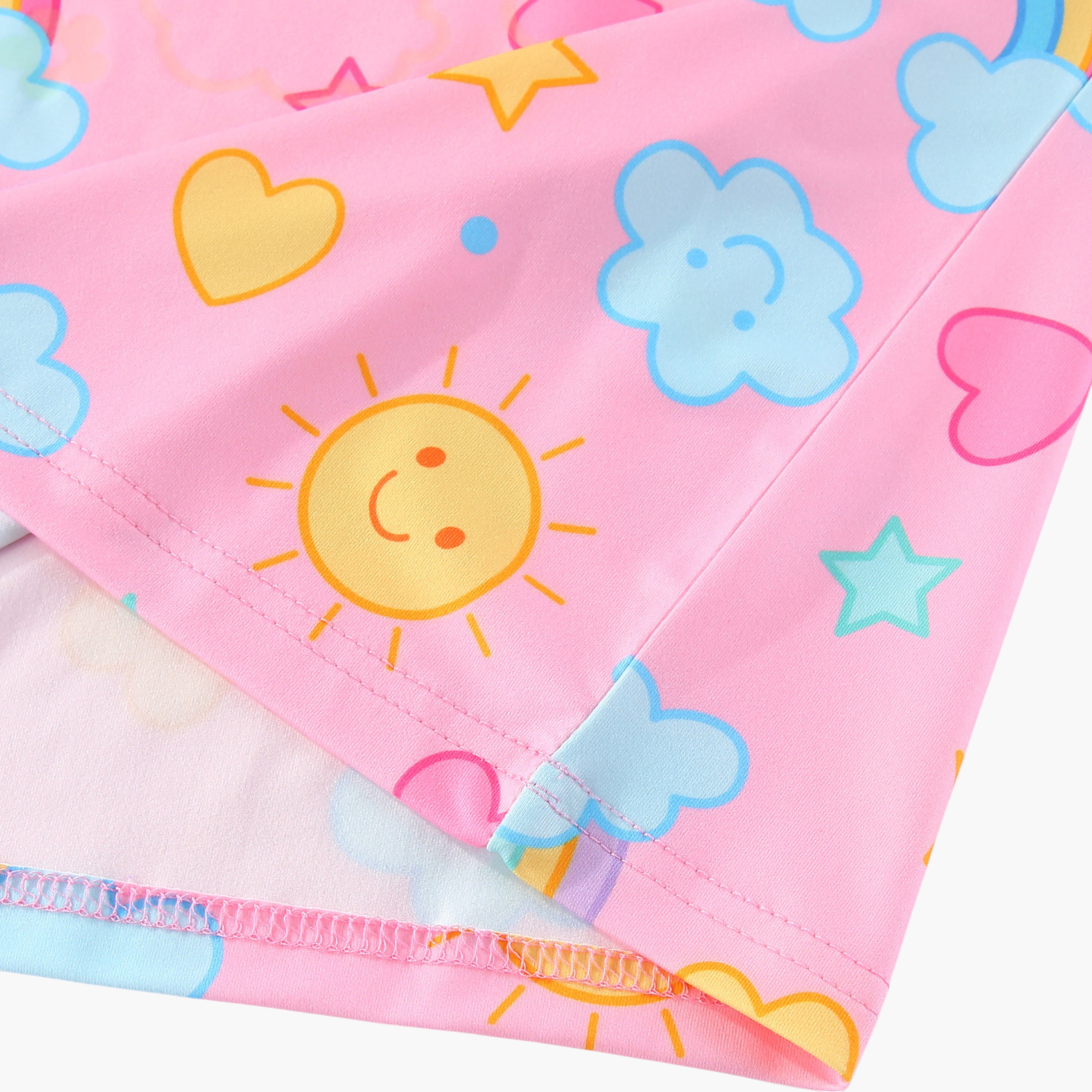 Babyqlo 2-Piece Rainbow and Clouds Printed Glow in the Dark Pyjama Set-girls-clothing-setsandcoords-image-9