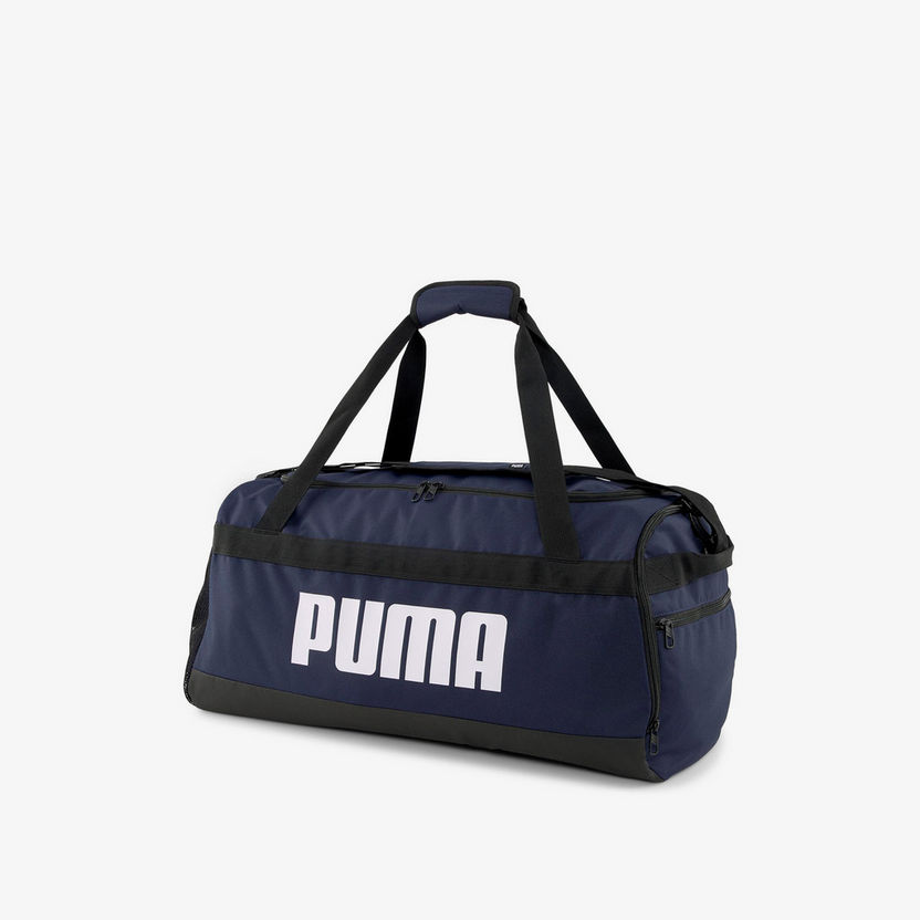 Puma Logo Print Duffle Bag with Detachable Strap and Zip Closure-Duffle Bags-image-0