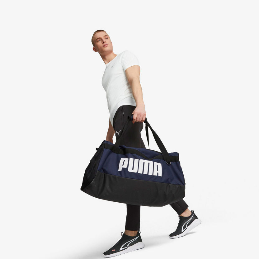 Puma Logo Print Duffle Bag with Detachable Strap and Zip Closure-Duffle Bags-image-3