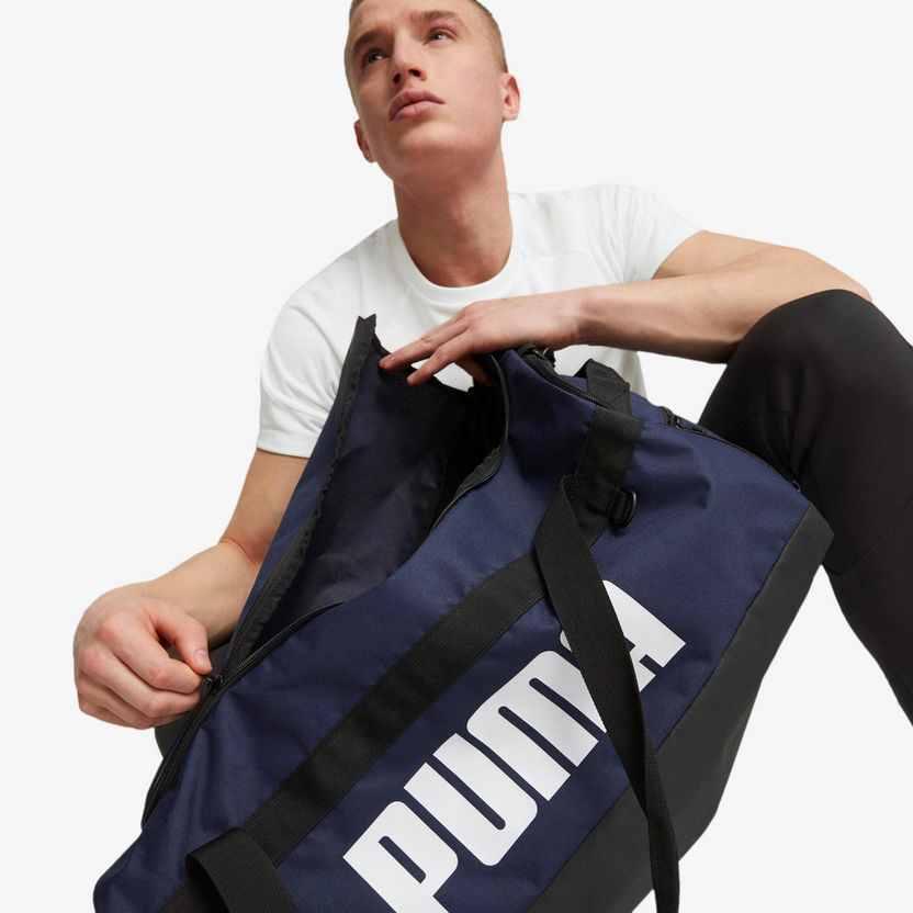 Puma Logo Print Duffle Bag with Detachable Strap and Zip Closure-Duffle Bags-image-4