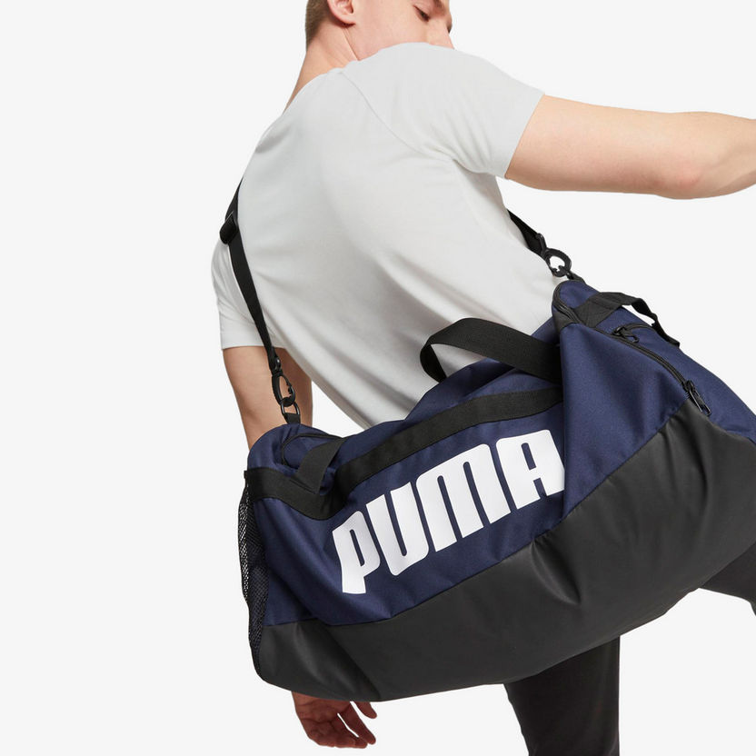 Puma Logo Print Duffle Bag with Detachable Strap and Zip Closure-Duffle Bags-image-5