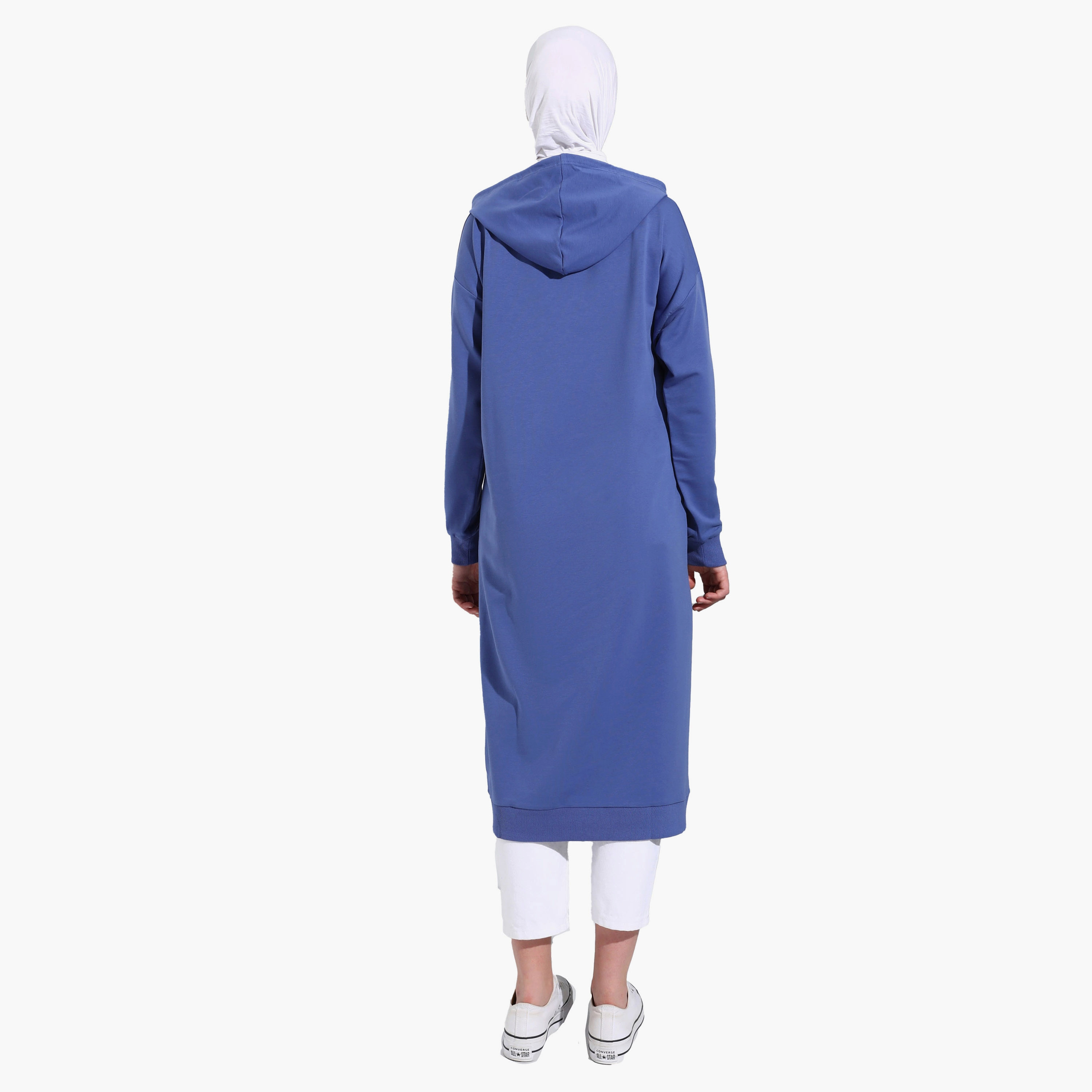 Modanisa Plain Long Hoodie with Kangaroo Pocket-women-clothing-hoodiesandsweatshirts-hoodies-image-5