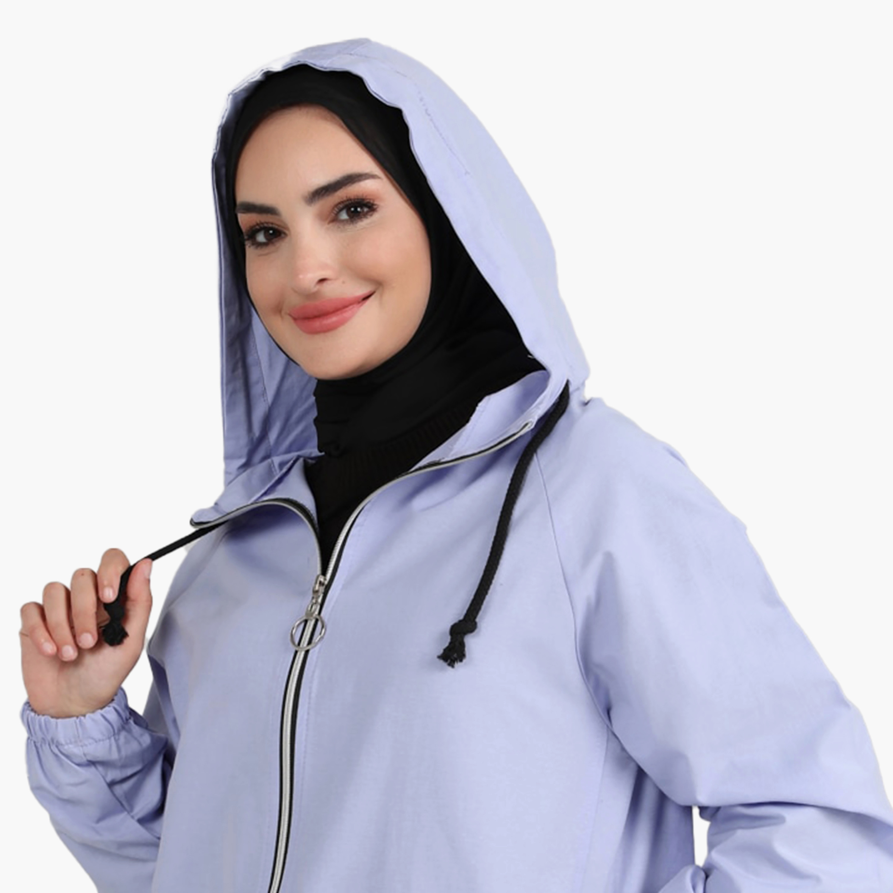 جاكيت طويل بغطاء للرأس وسحاب كامل سادة من مودانيسا-women-winterwear-coatsandjackets-jackets-image-3