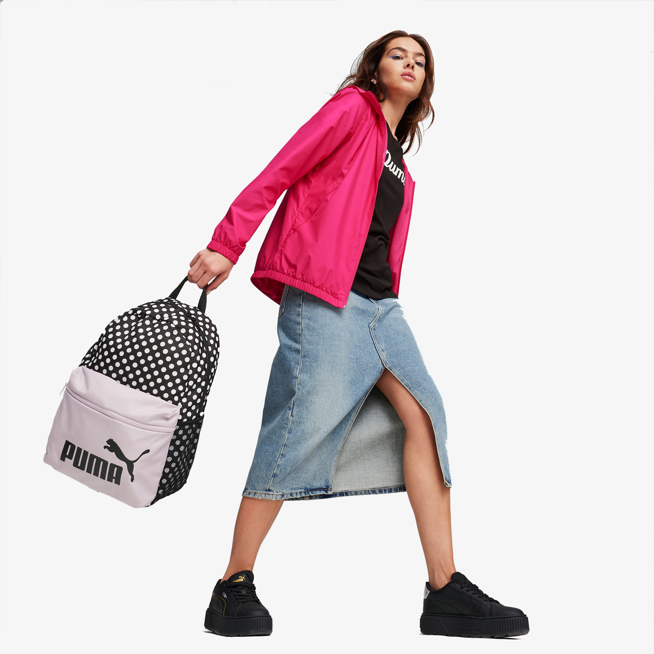 Puma Polka Dot Print Backpack with Adjustable Straps and Zip Closure-school-bagsandbackpacks-backpacks-image-2