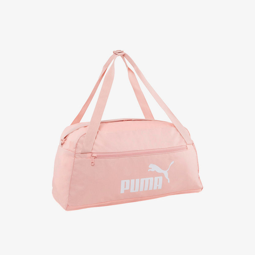 Puma Logo Print Duffle Bag with Handles and Zip Closure-Duffle Bags-image-0