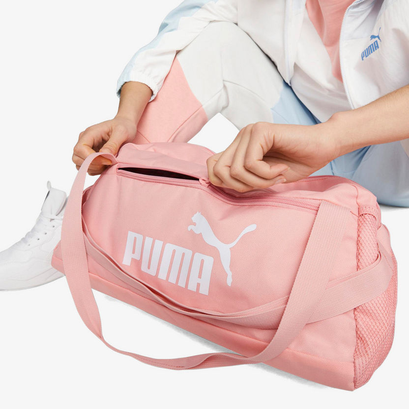 Puma Logo Print Duffle Bag with Handles and Zip Closure-Duffle Bags-image-2