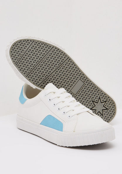 Textured Low Ankle Lace-Up Sneakers