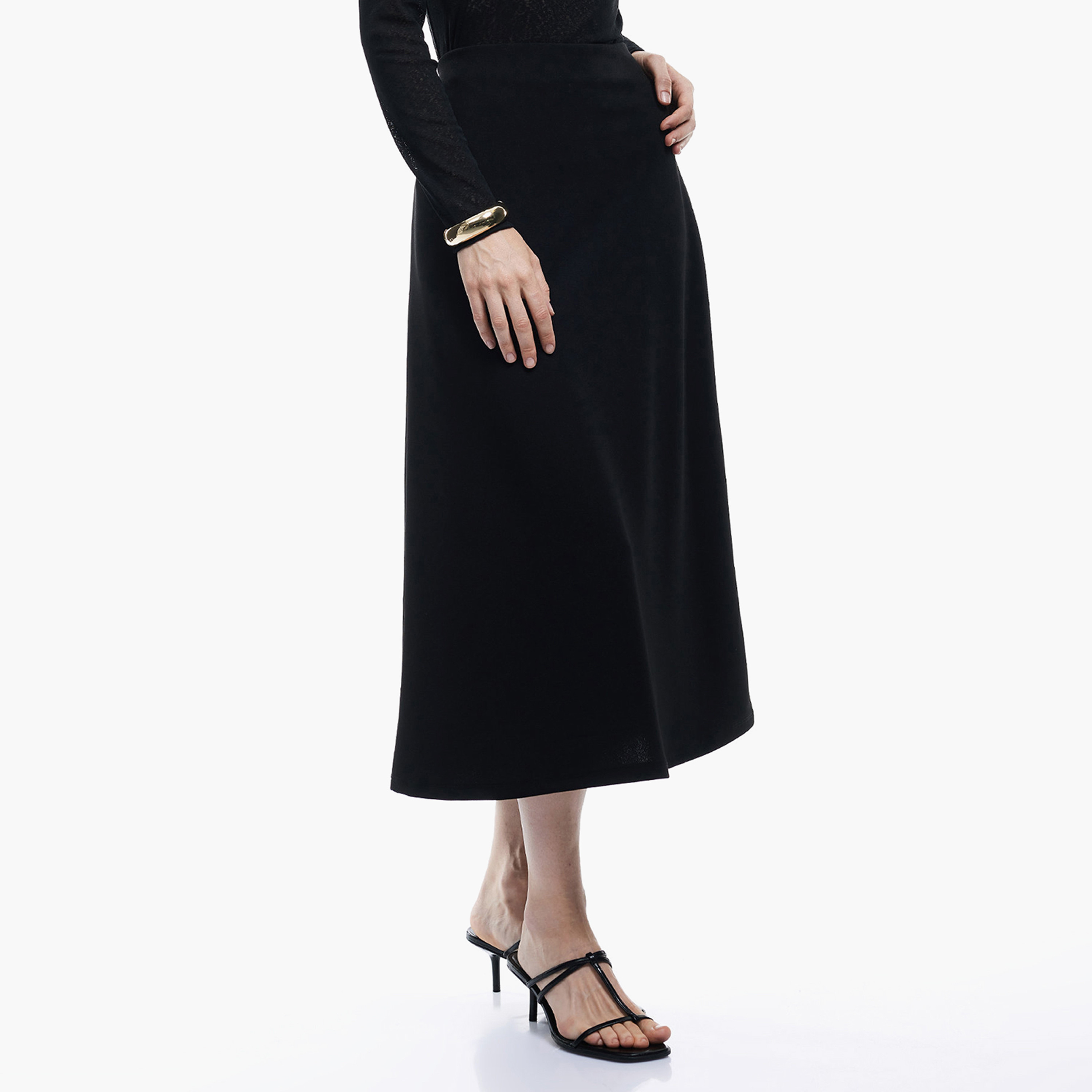 KOTON Black High-Rise A-Line Women's Skirt-women-clothing-skirts-image-3