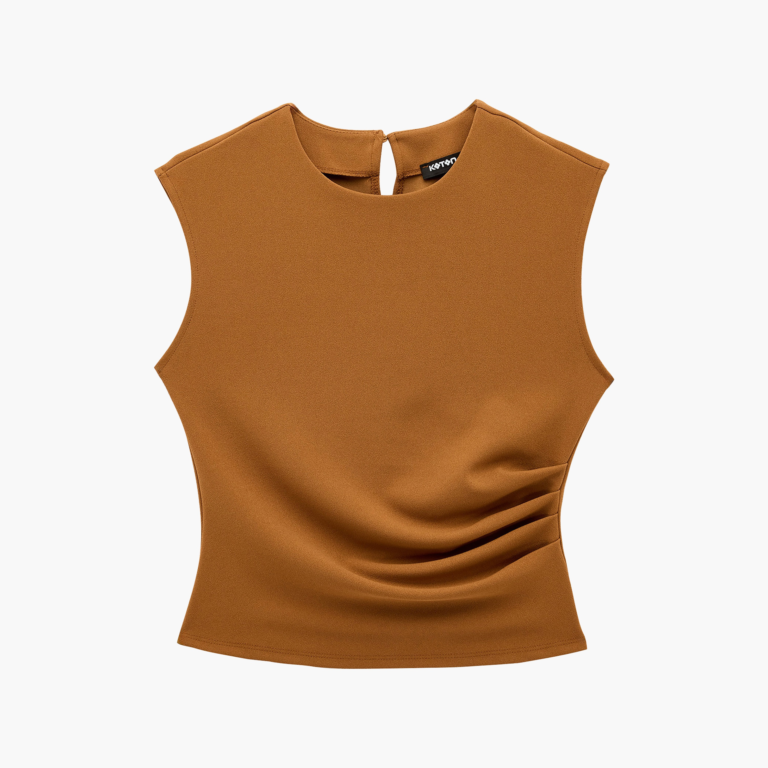 KOTON Brown Ruched Women's Tank Top-women-clothing-shirtsandblouses-blouses-image-4